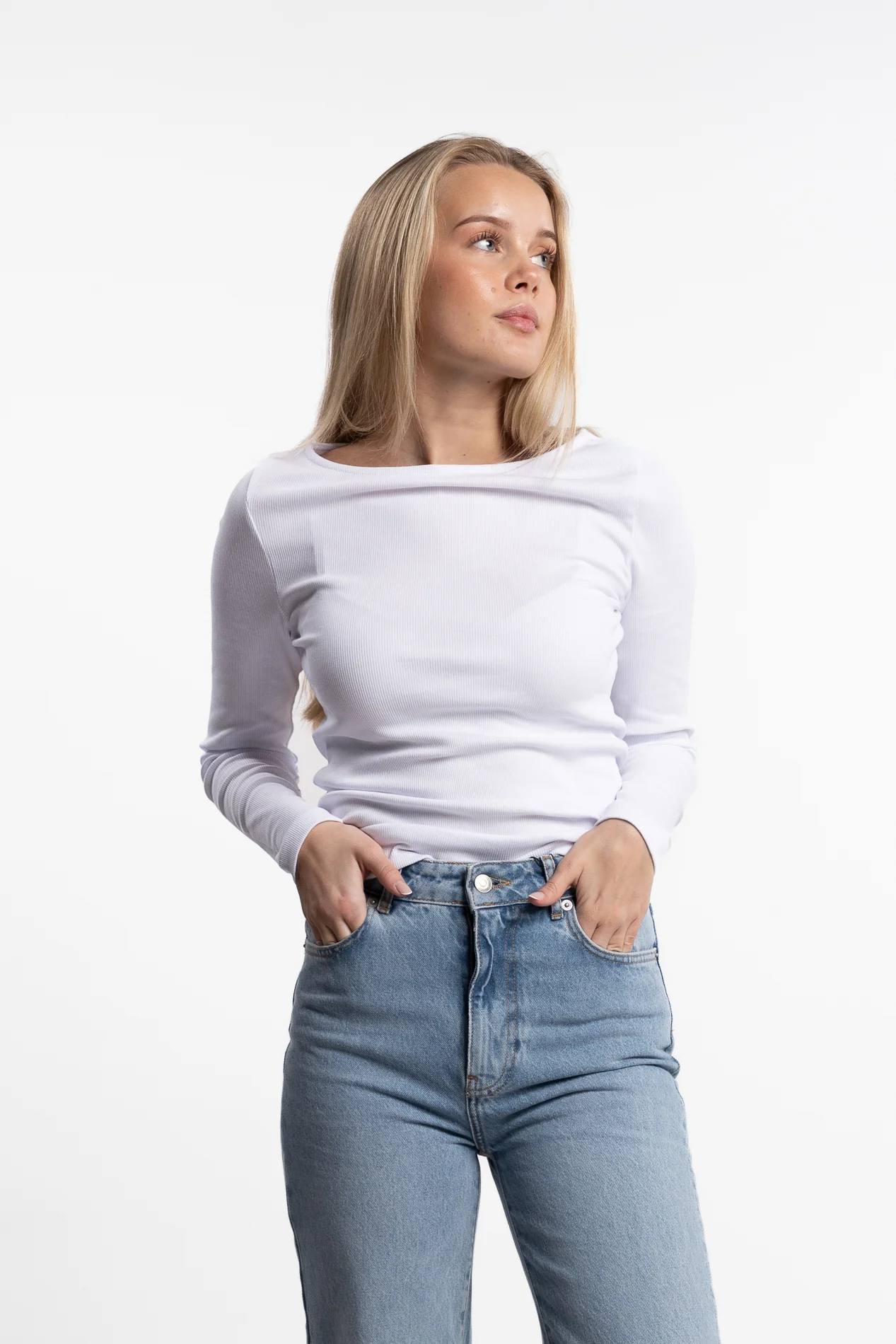 Petronella Rib Boatneck- White