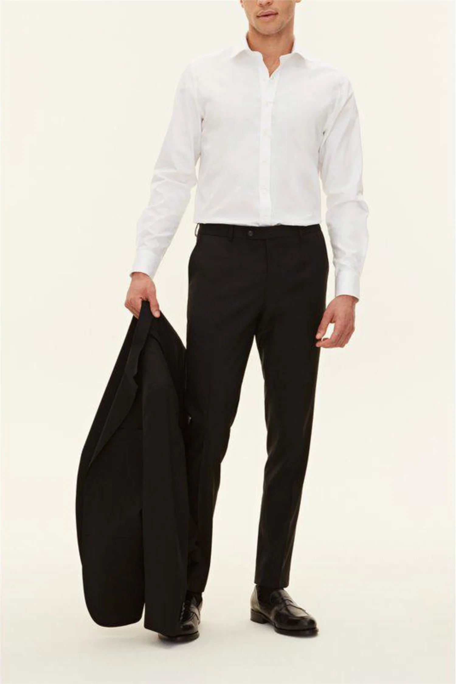 Denz Slim Fit Wool Trousers Black - Image 2