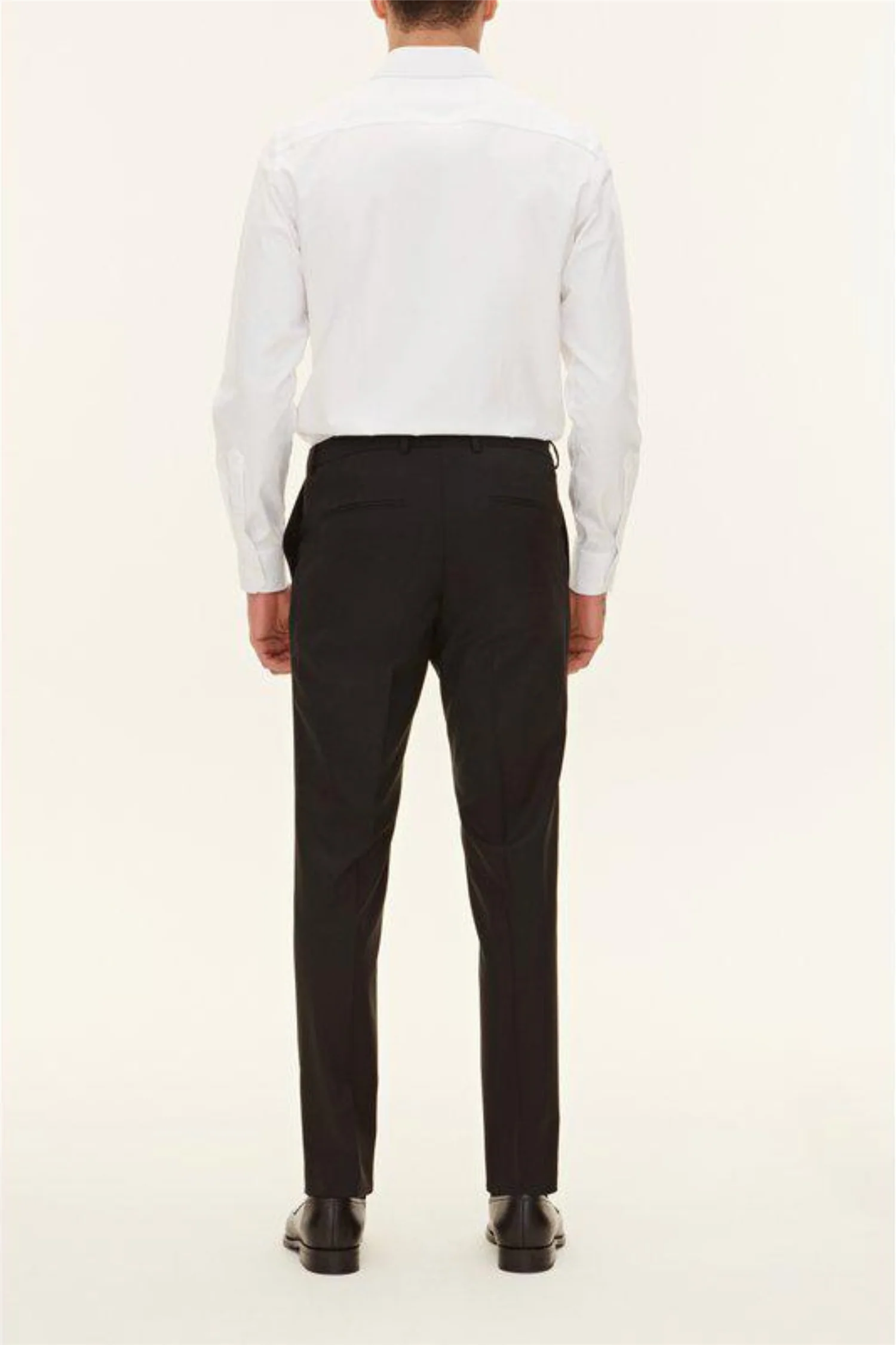 Denz Slim Fit Wool Trousers Black - Image 3