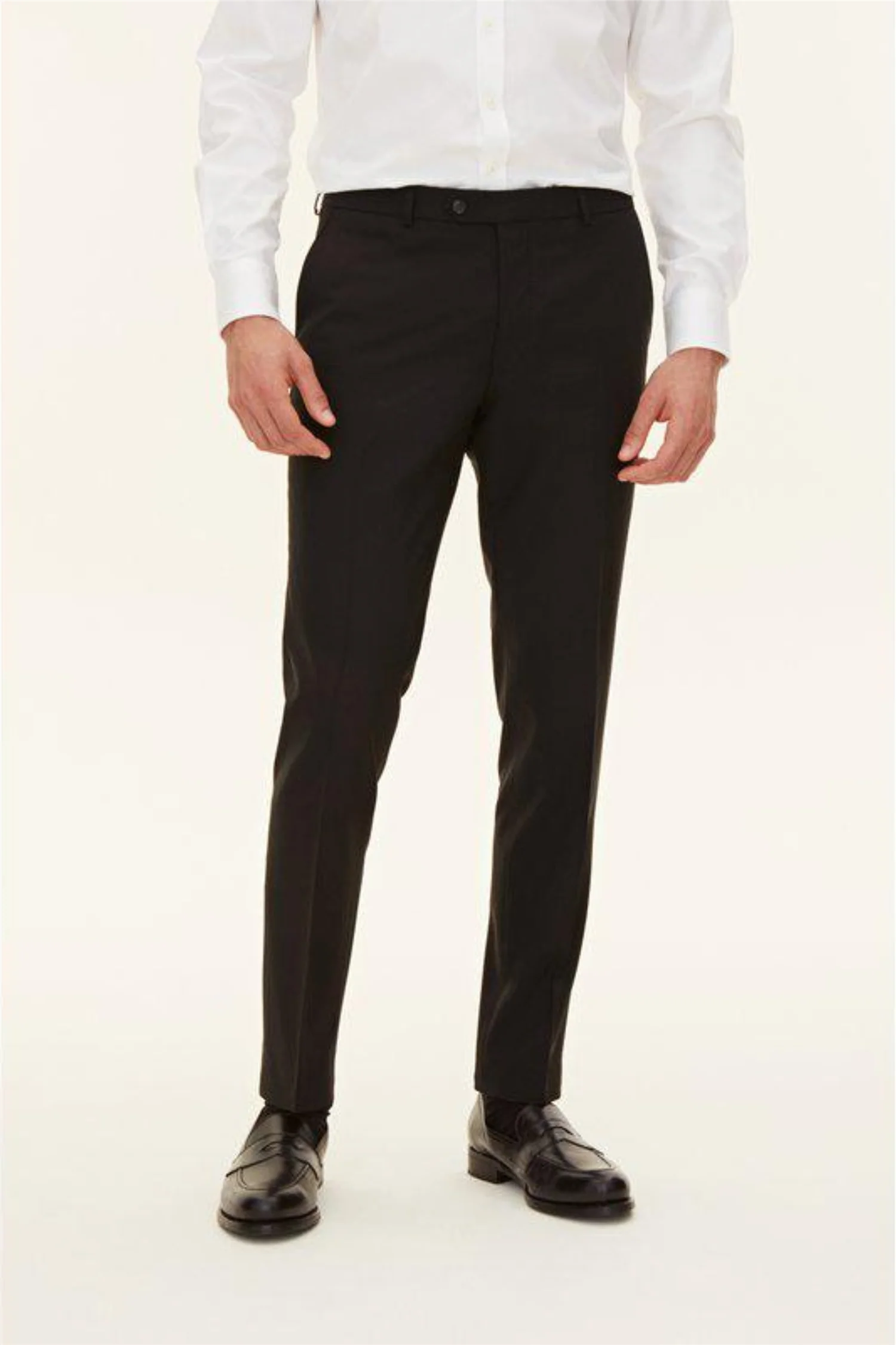 Denz Slim Fit Wool Trousers Black - Image 4