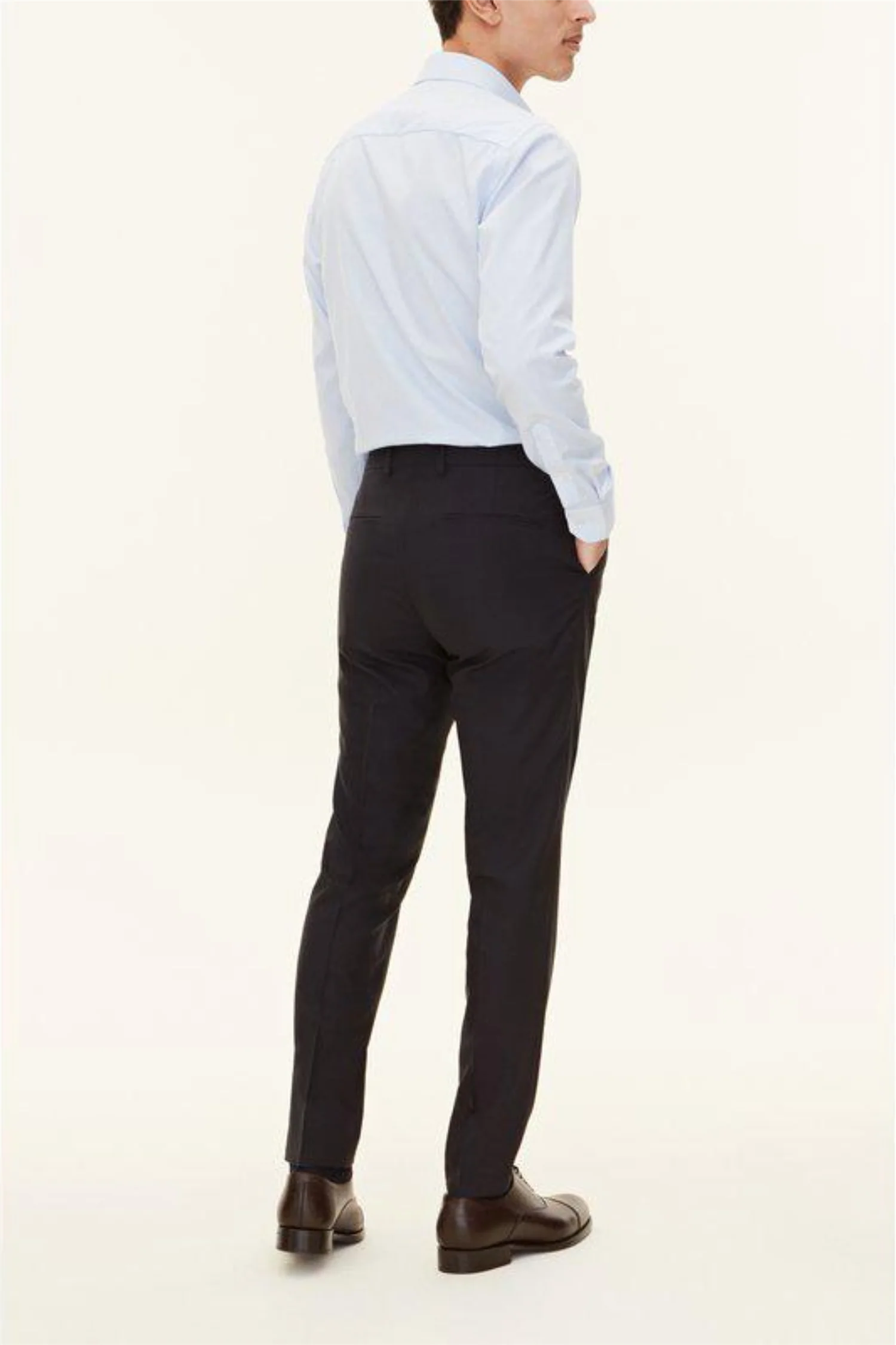 Denz Slim Fit Wool Trousers Navy - Image 3