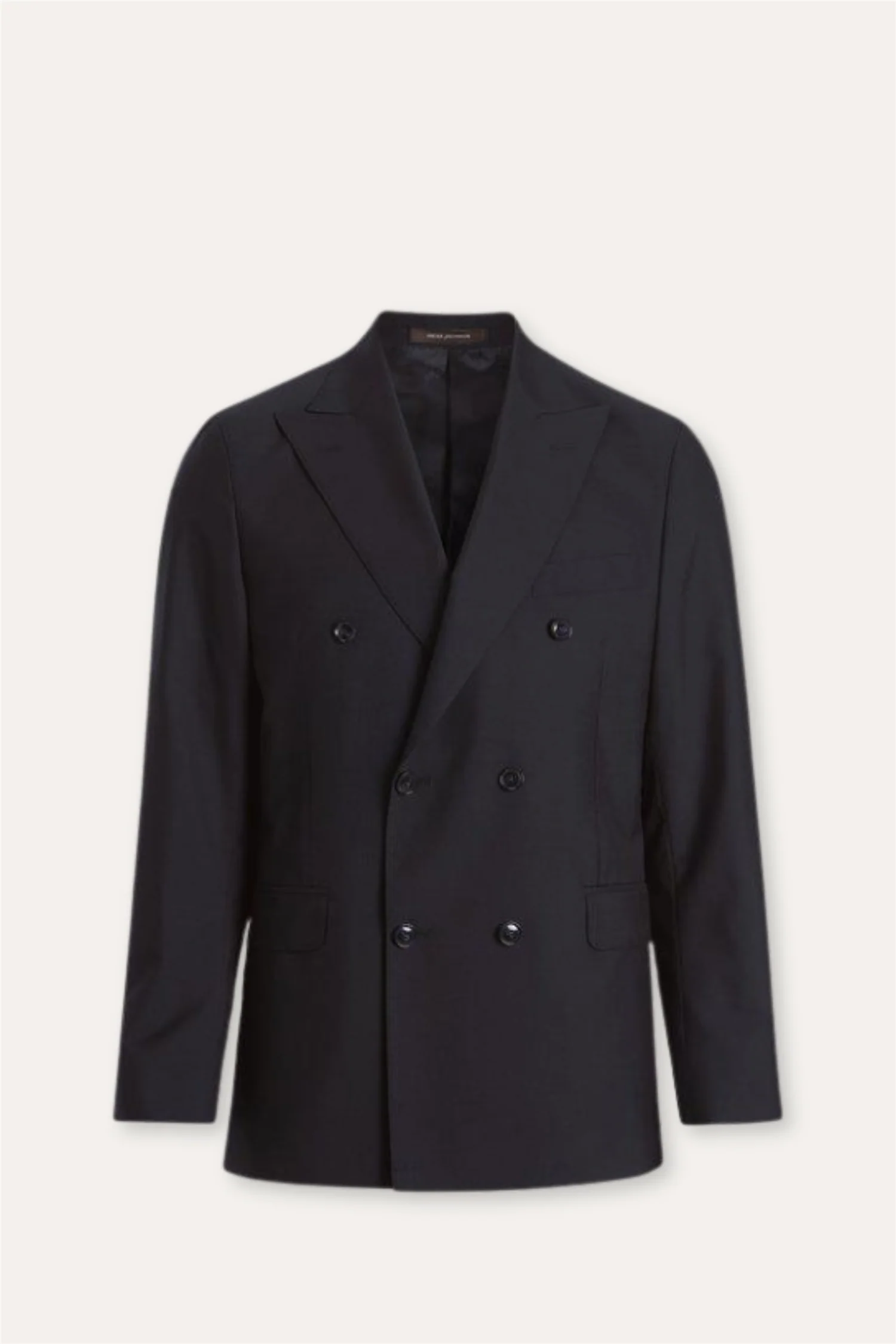 Farris Regular Fit Double Breasted Wool Blazer Navy