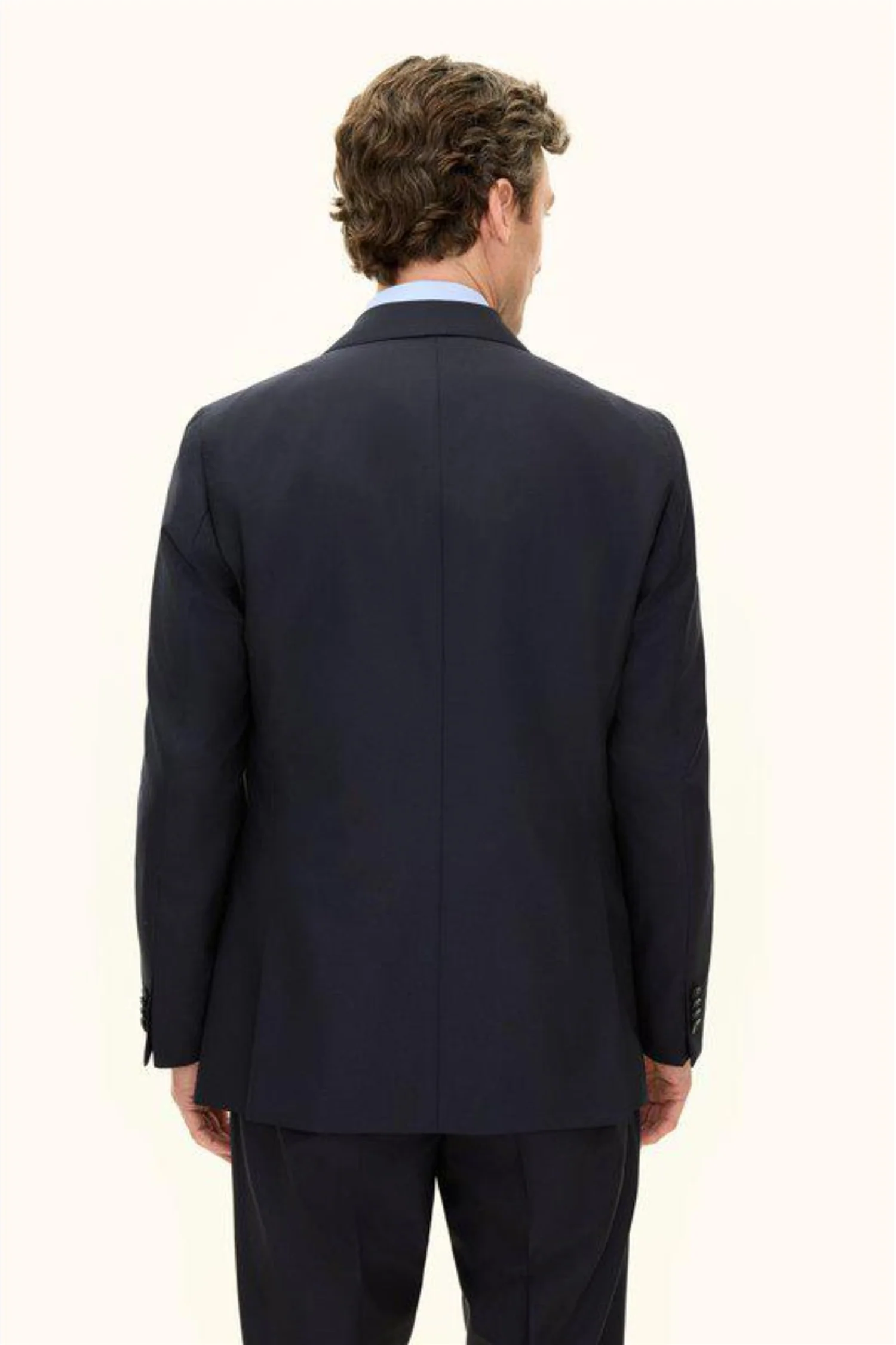 Farris Regular Fit Double Breasted Wool Blazer Navy - Image 5