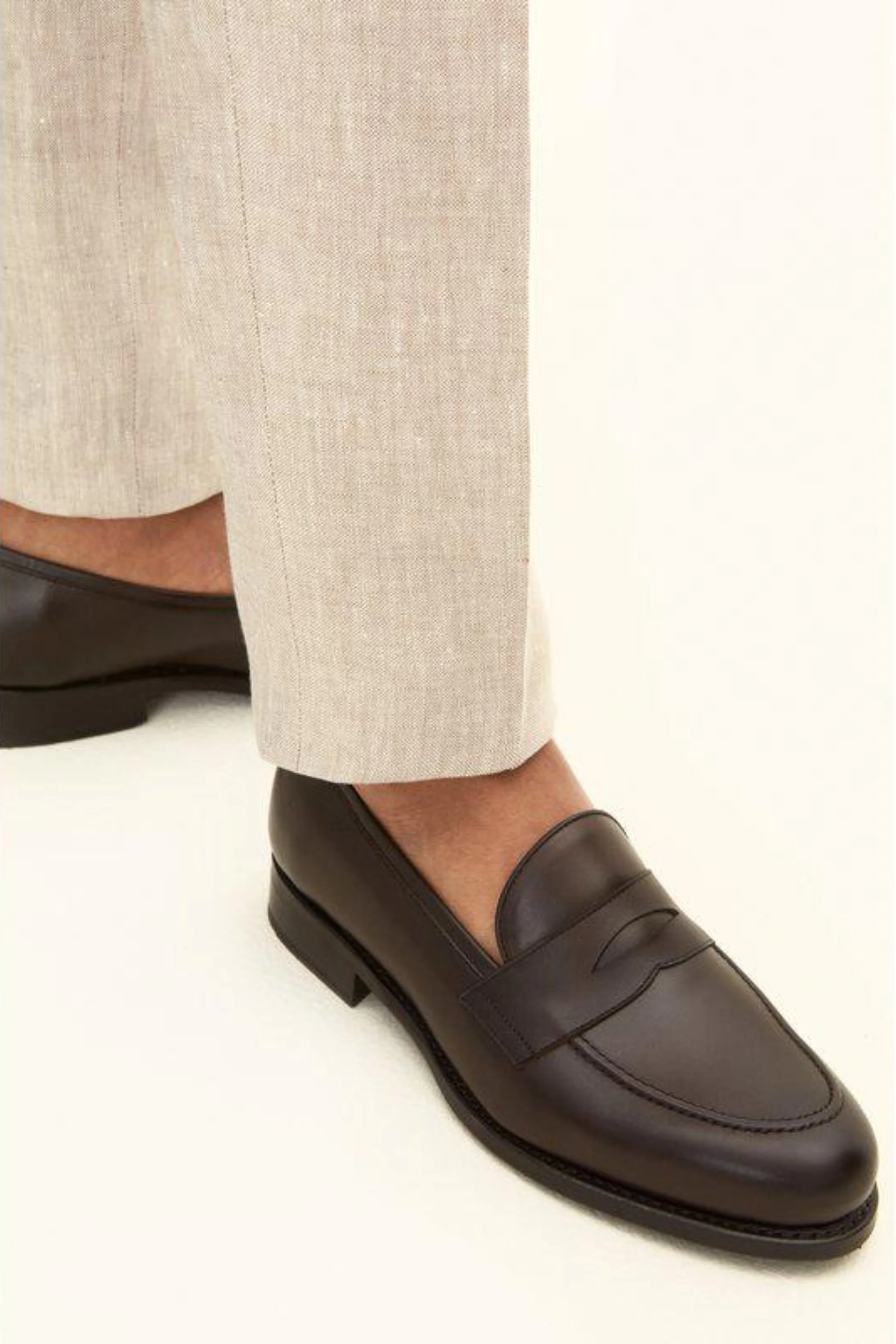 Denz Slim Fit Linen Trousers Trench Beige - Image 5