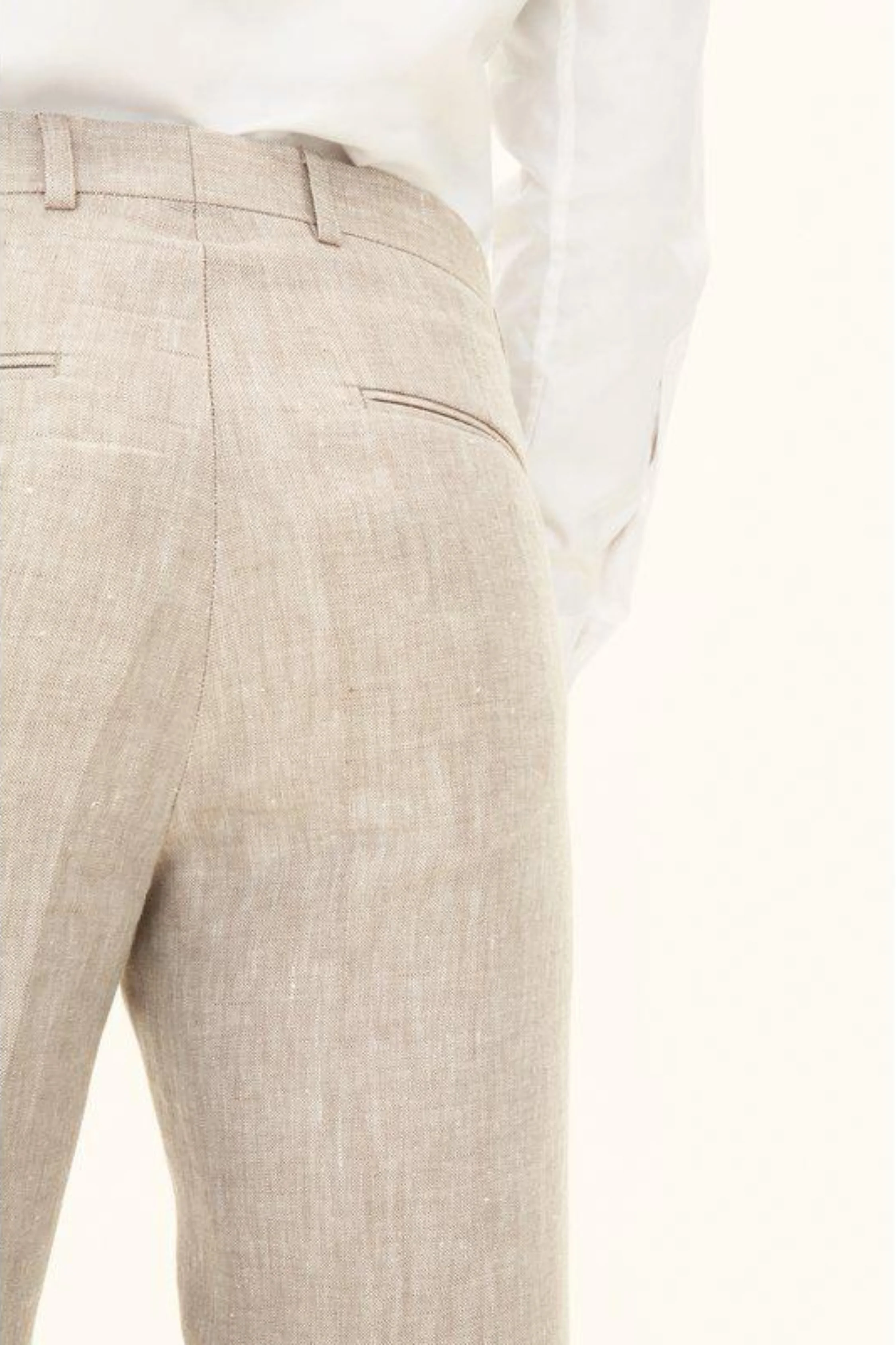 Denz Slim Fit Linen Trousers Trench Beige - Image 7