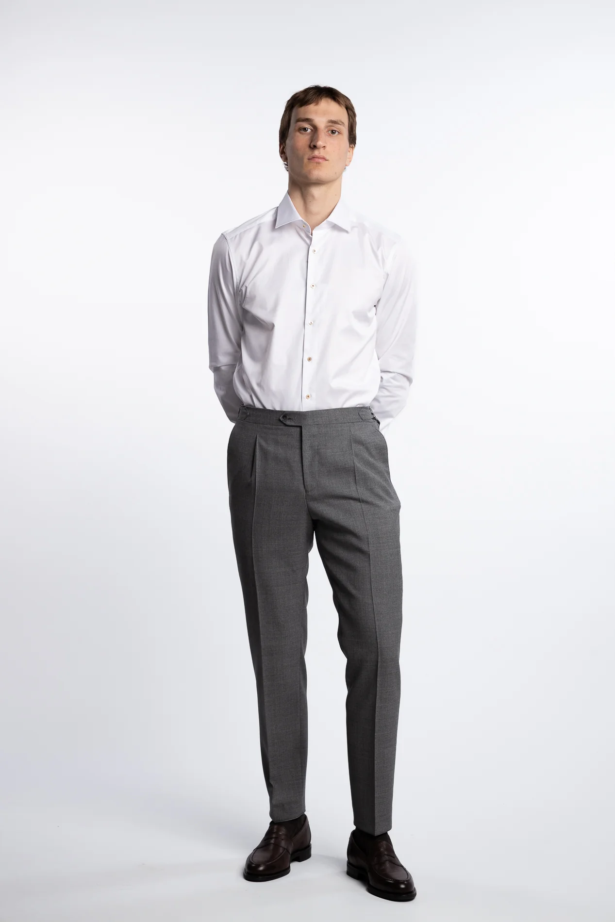 Slimline Twill Shirt Contrast Buttons White - Image 2