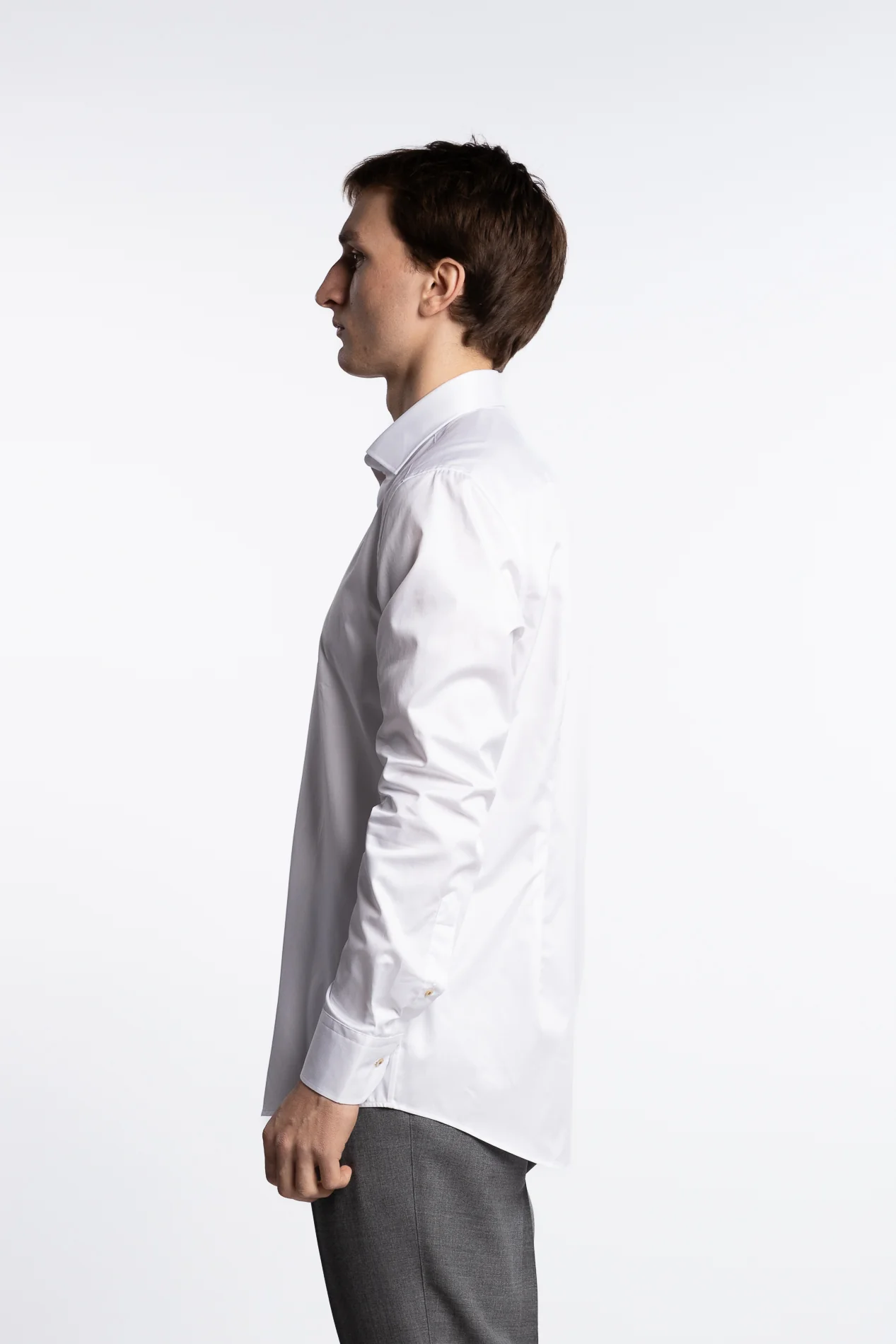 Slimline Twill Shirt Contrast Buttons White - Image 4