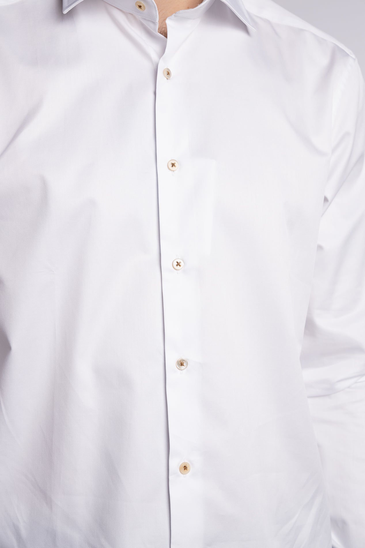Slimline Twill Shirt Contrast Buttons White - Image 6