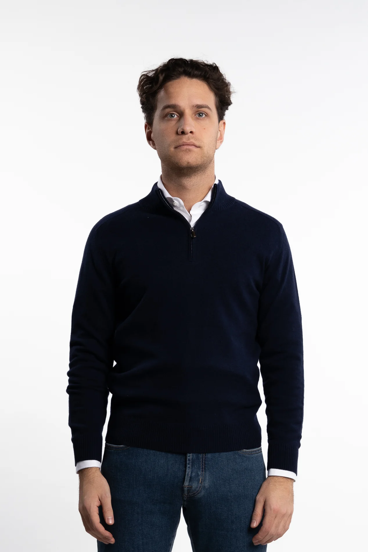 Cashmere Half-Zip Navy