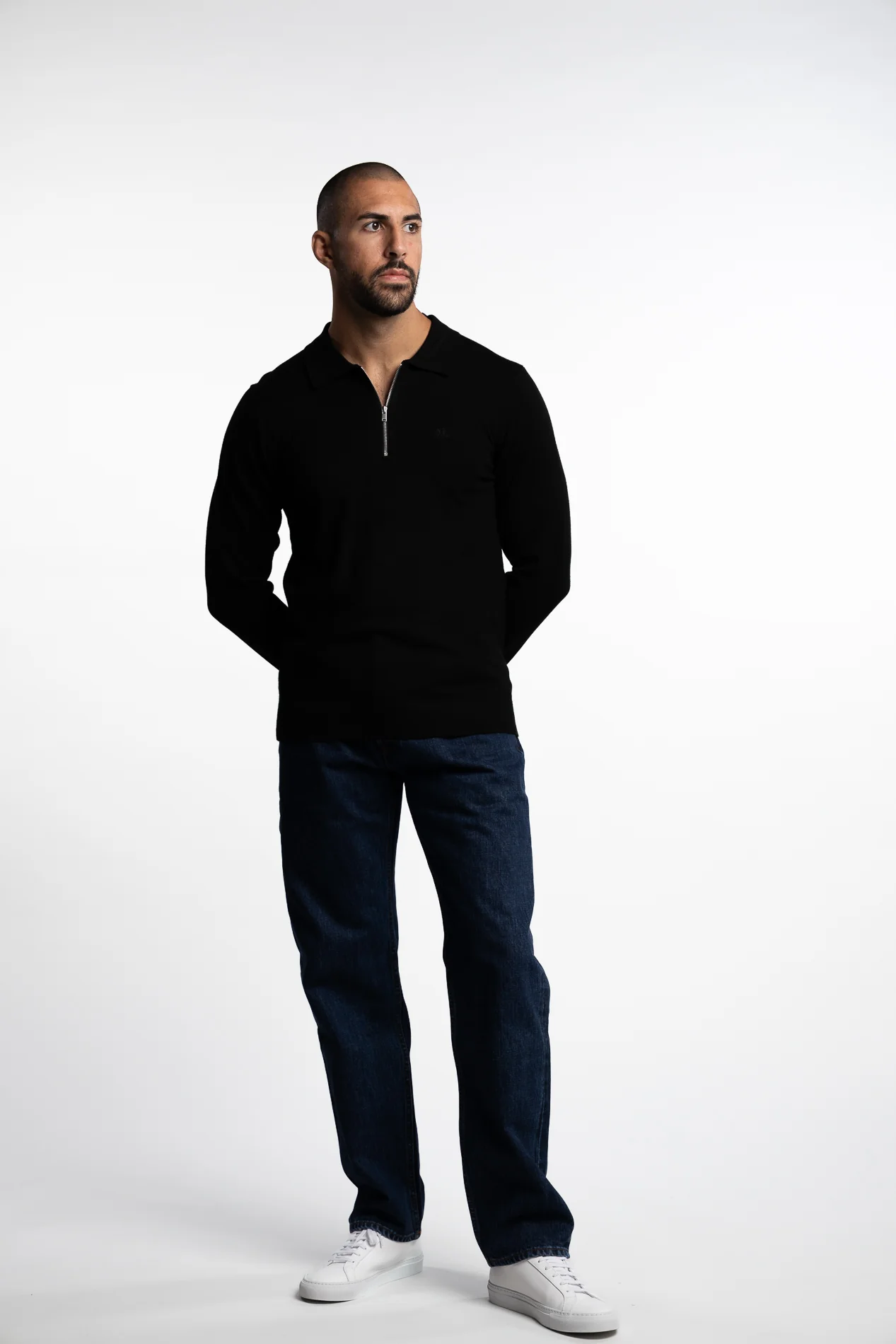Ecovero LS Zip Polo Black
