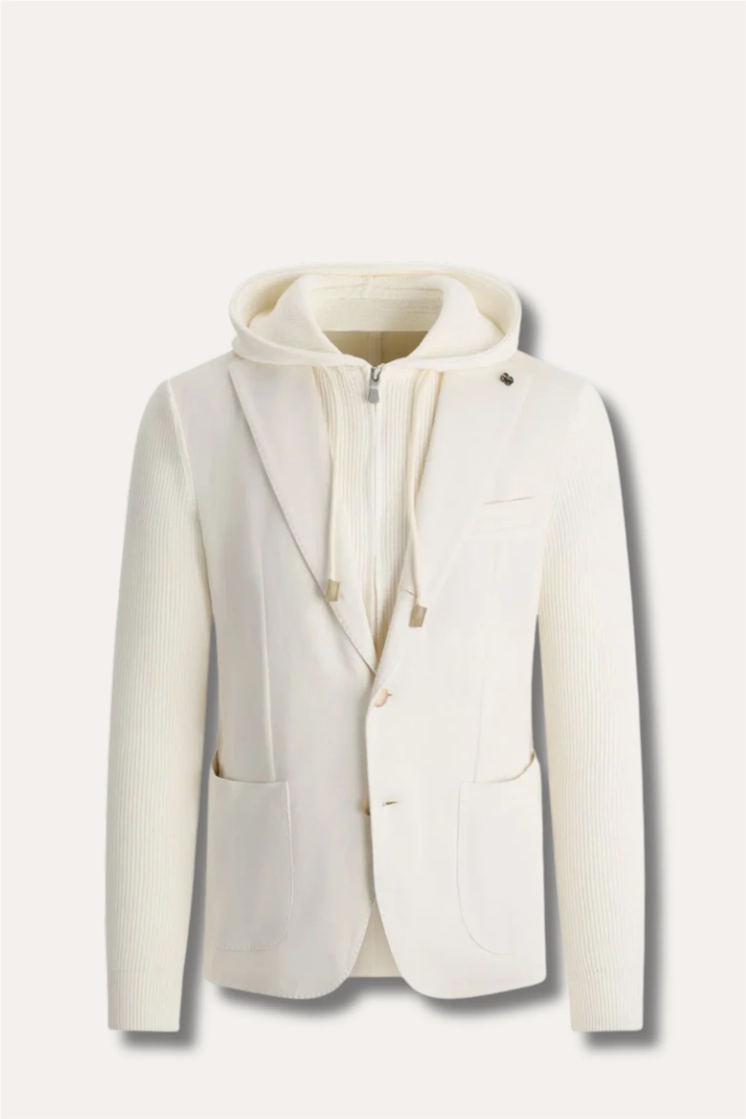 Blazer Cotton Rib With Hood Cream