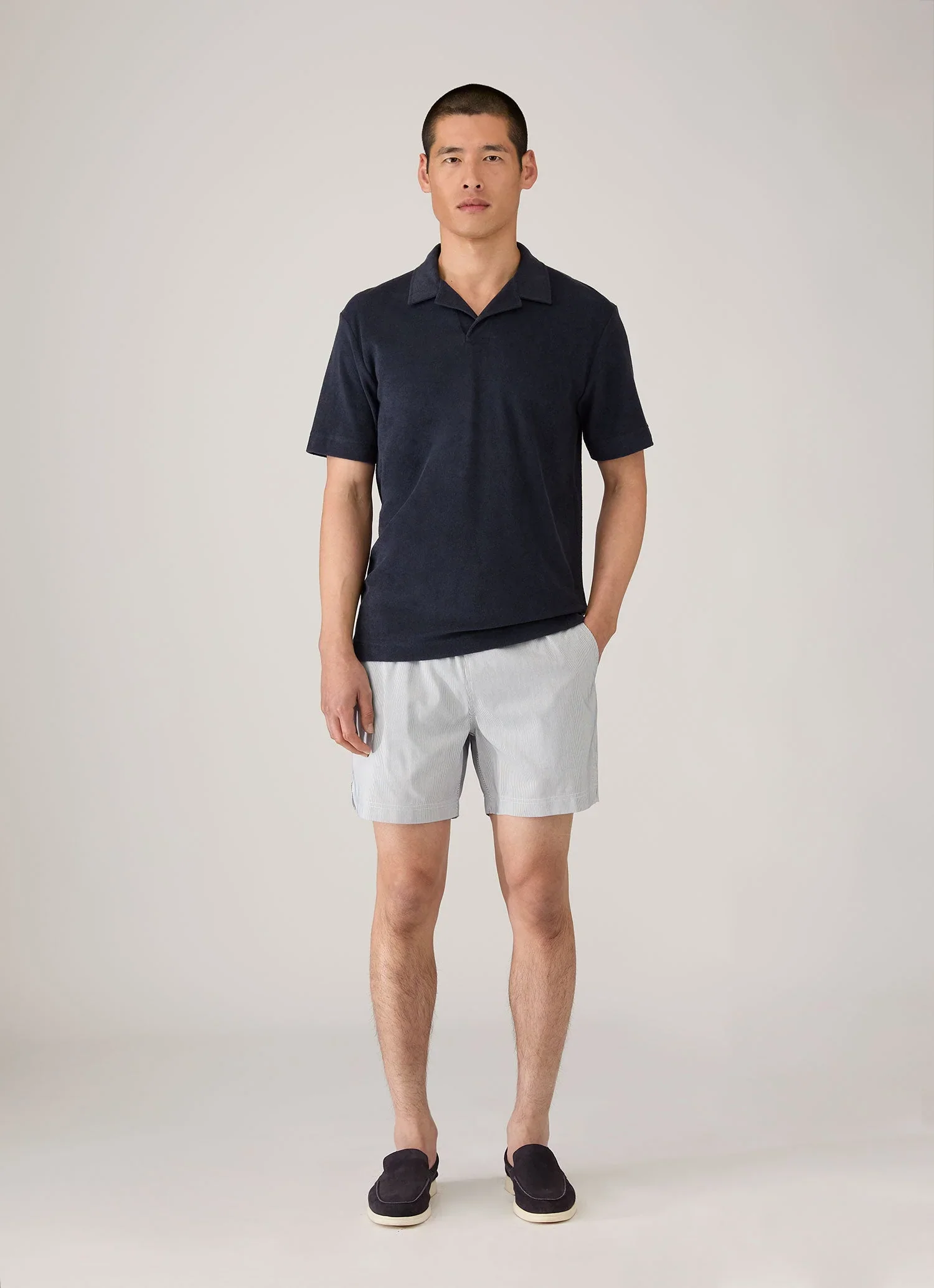SS Towelling Polo Shirt Navy - Image 3