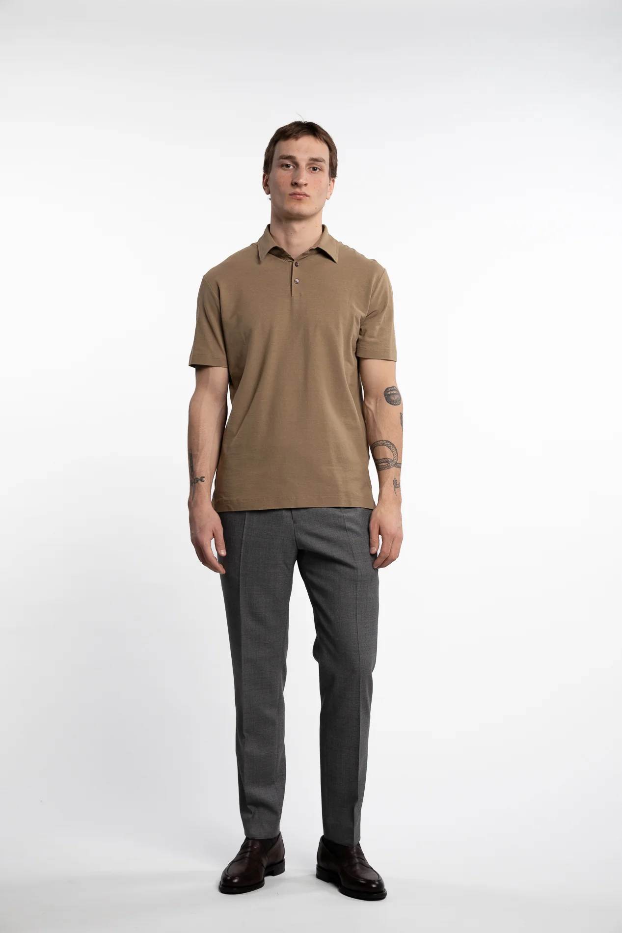 Ice Cotton Short Sleeve Polo Shirt Beige
