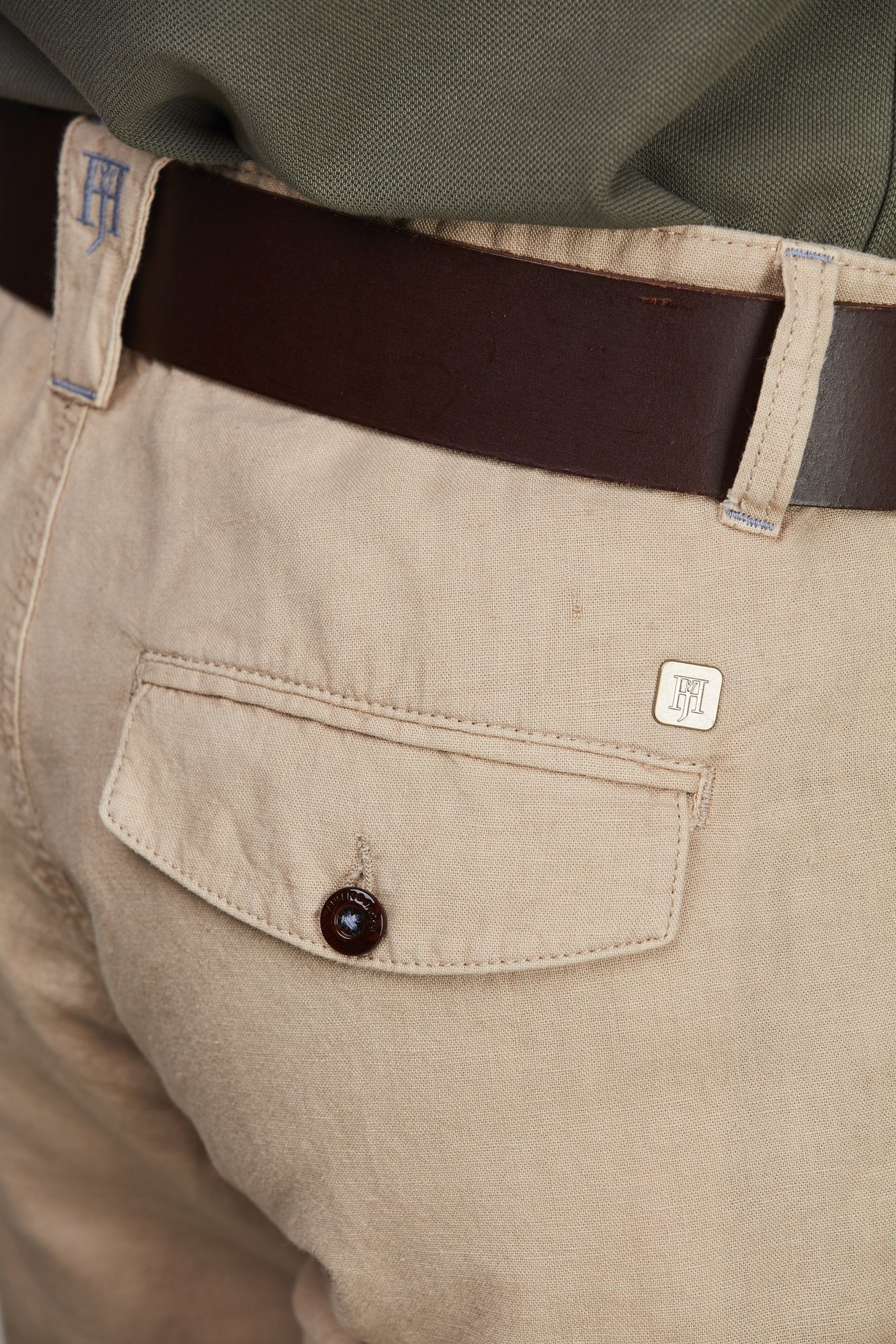 Cotton/Linen Cargo Shorts Beige - Image 7