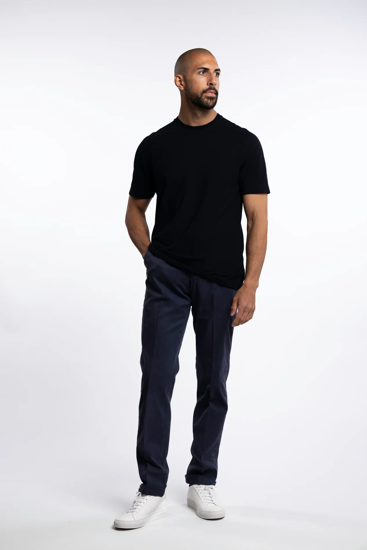 Cotton/Silk Chinos Navy - Image 5