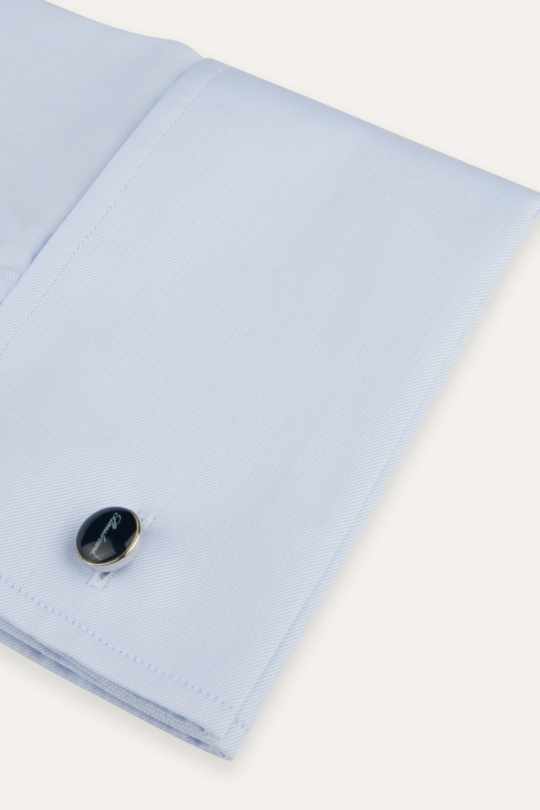 Slimline Twill Shirt French Cuffs Light Blue - Image 3