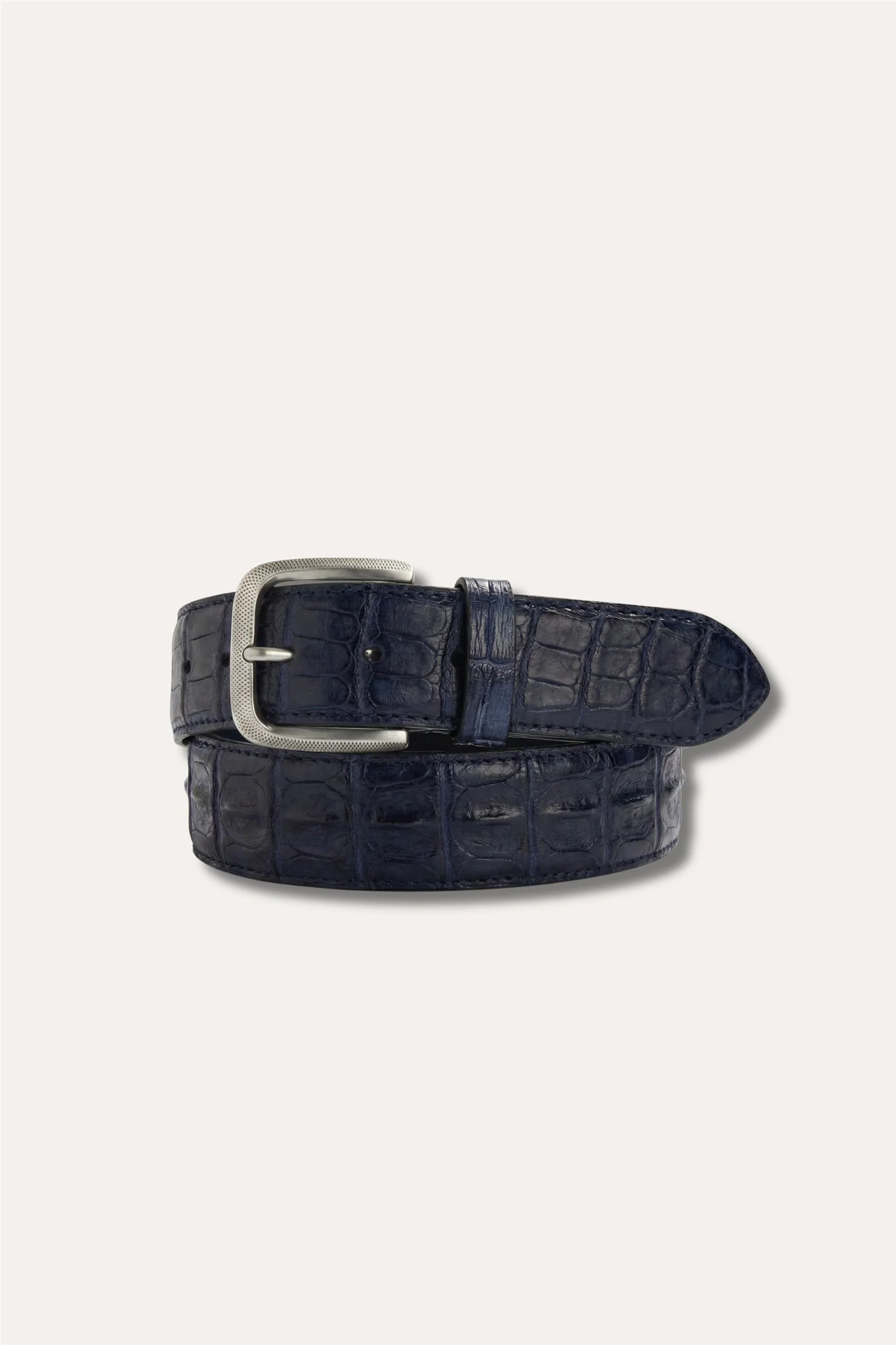 Crocodile Leather Belt Navy