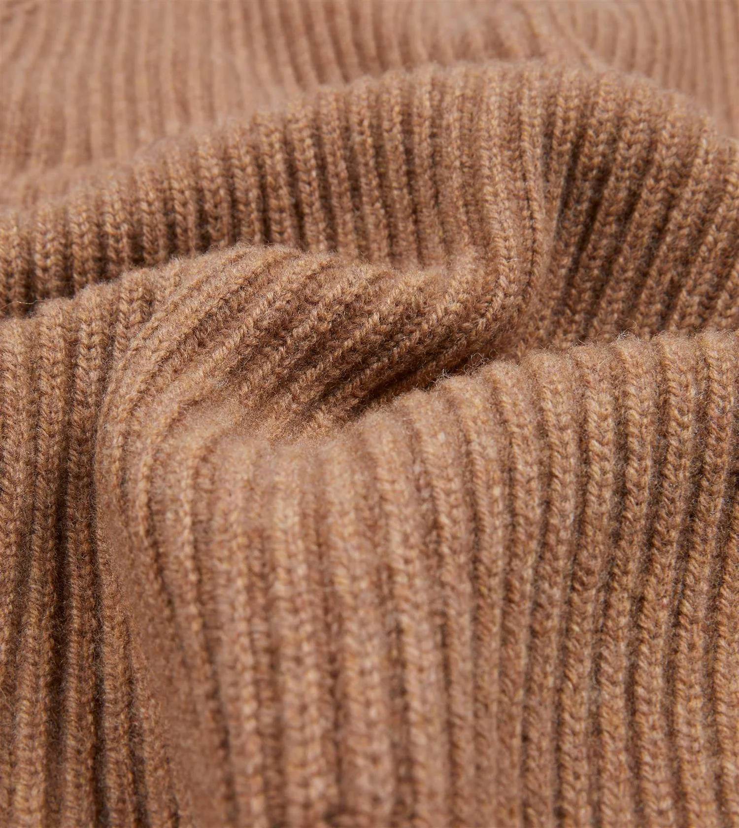 Lambswool Shawl Collar Rib Cardigan Camel - Image 5