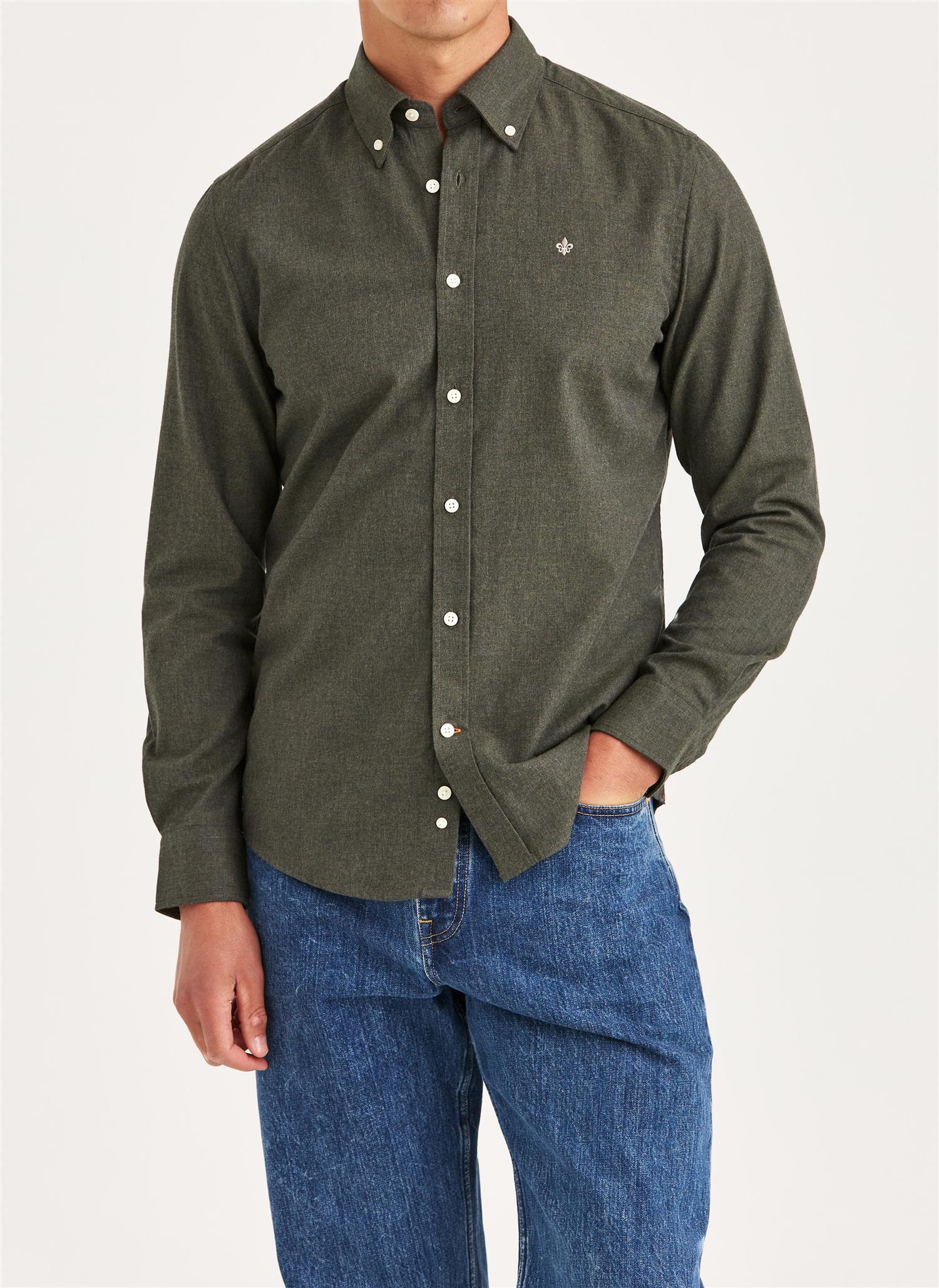 Watts Flannel Shirt Slim Fit Olive