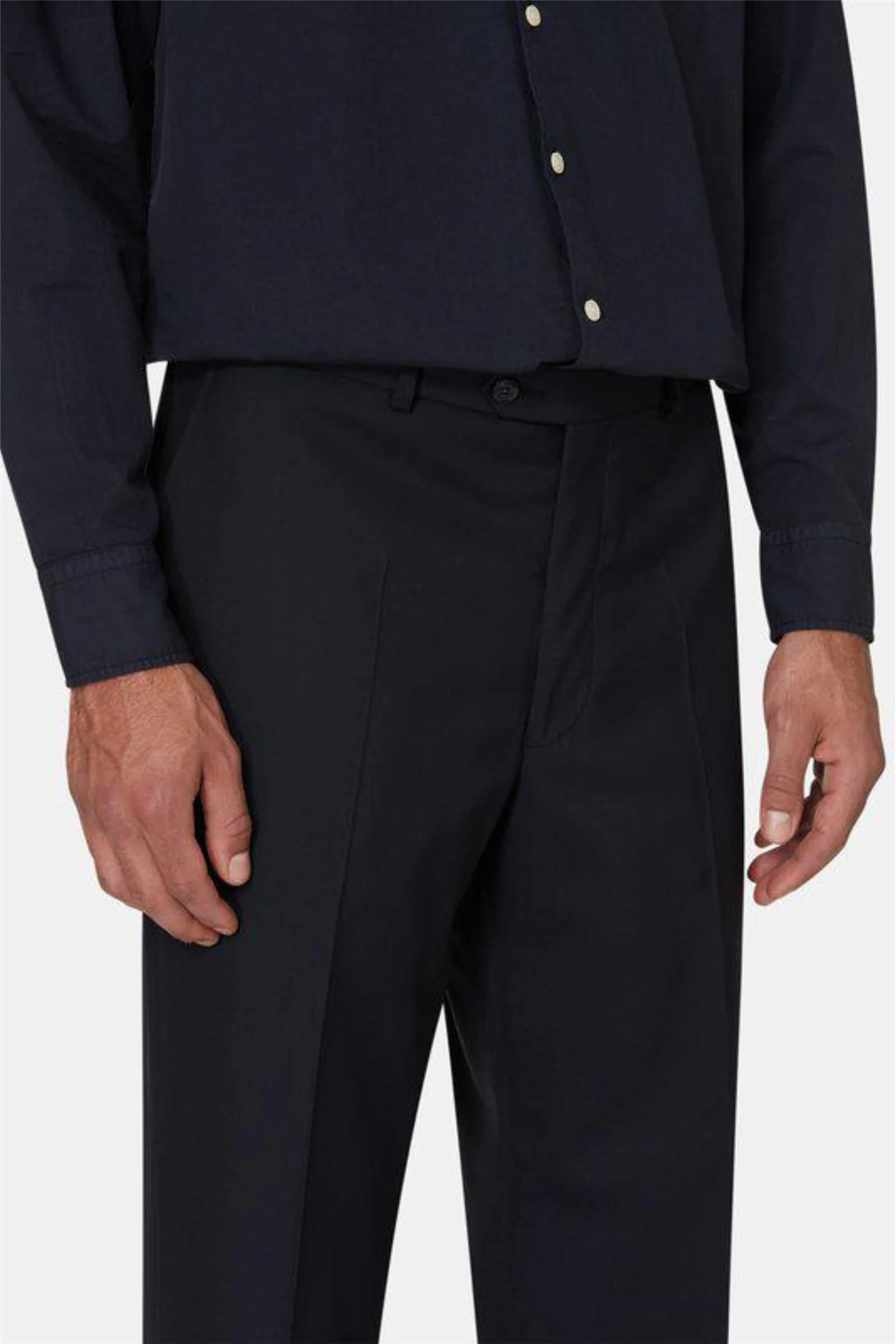 Del S Straight Fit Wool Trousers Navy - Image 6