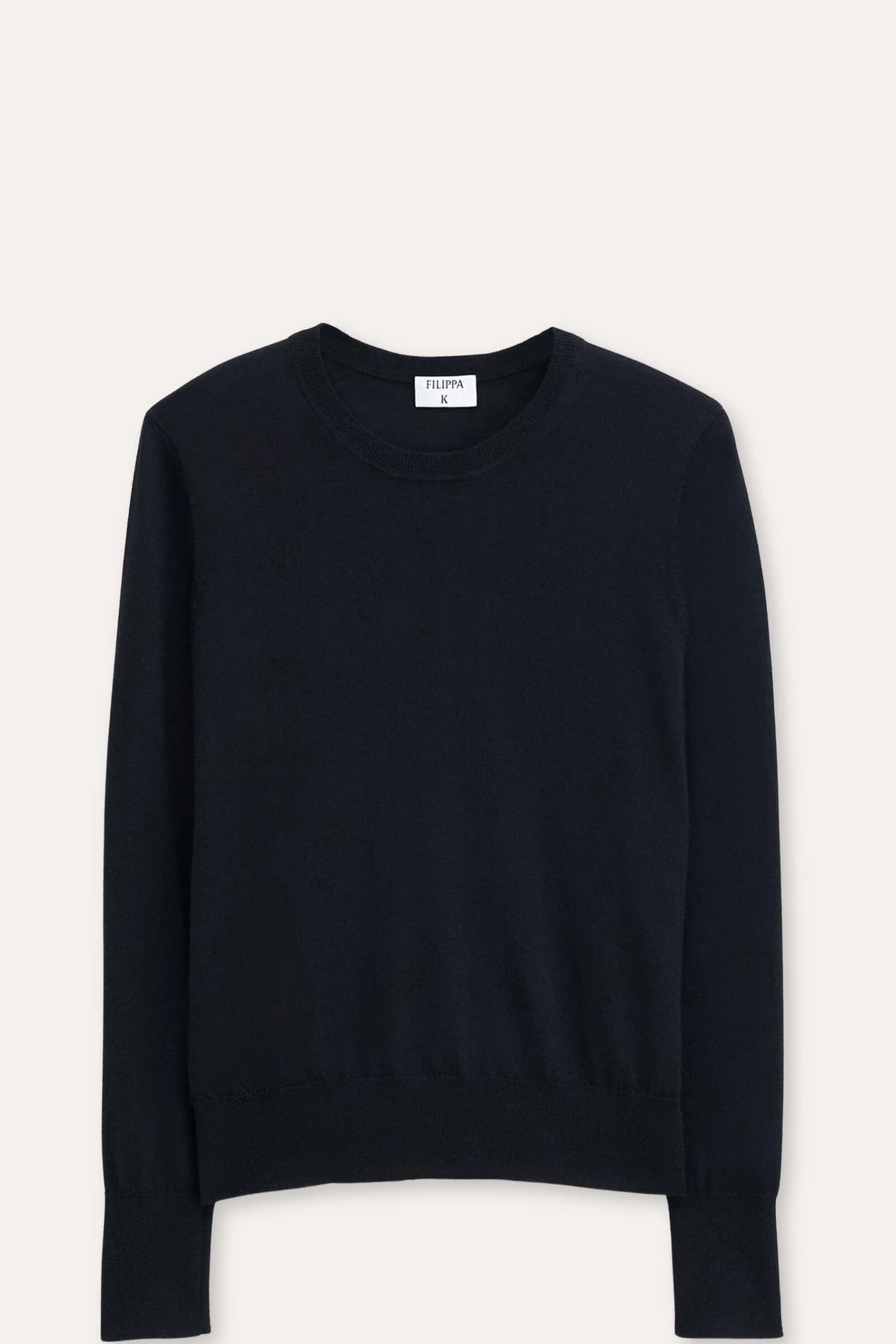 Merino R-Neck Sweater- Black
