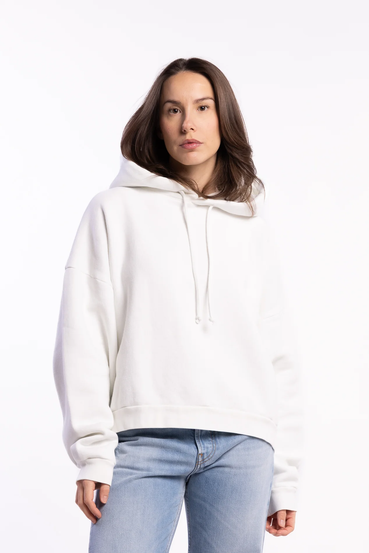 Logo Fleece Hoodie- Ice White
