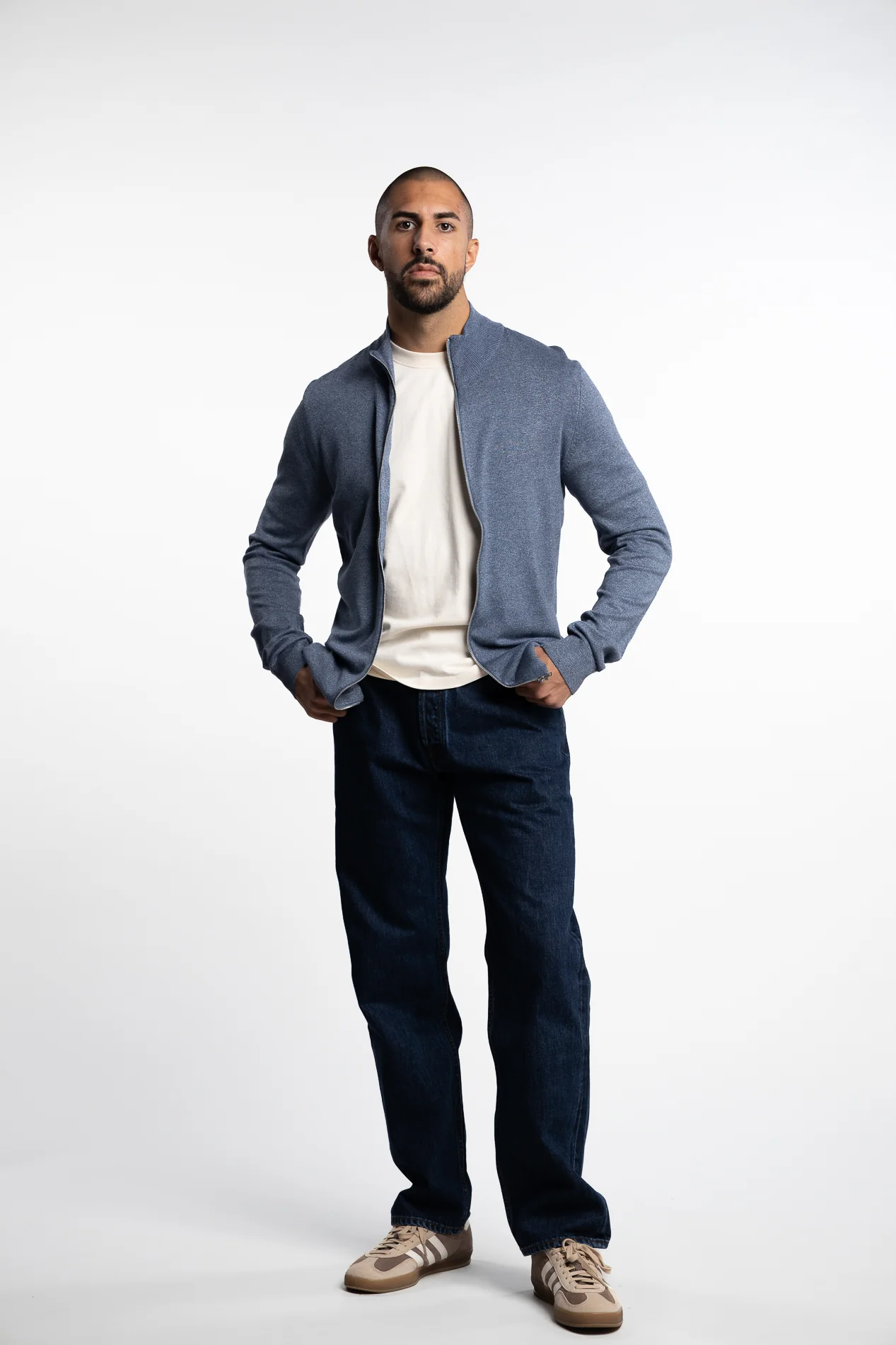 Ecovero Zip Cardigan Blue Blend