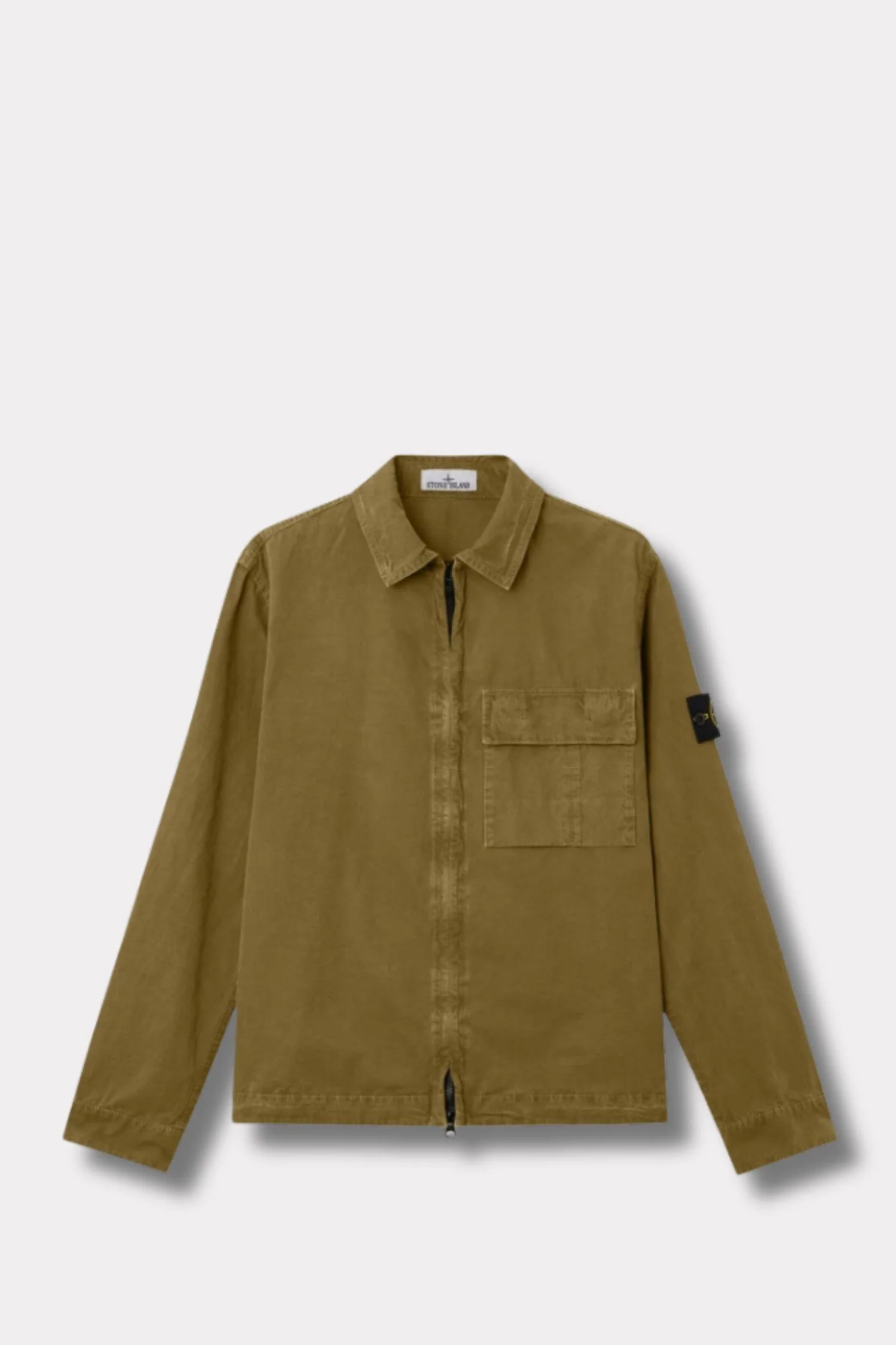 1200008 Regular-fit zip-up Overshirt With Pocket Military Green 'Old' Effect