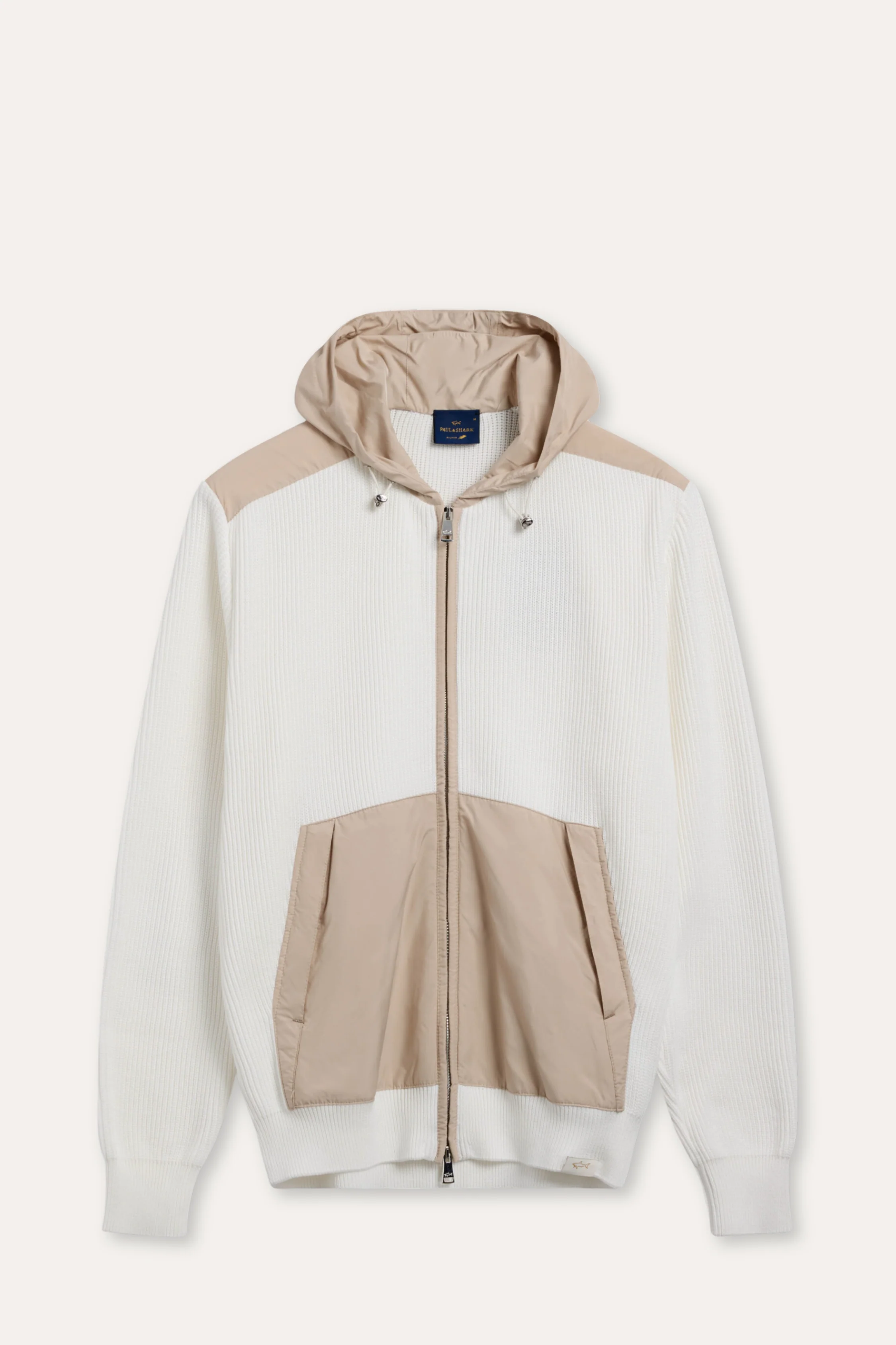 Woven Cotton Zipped Sweater Cream