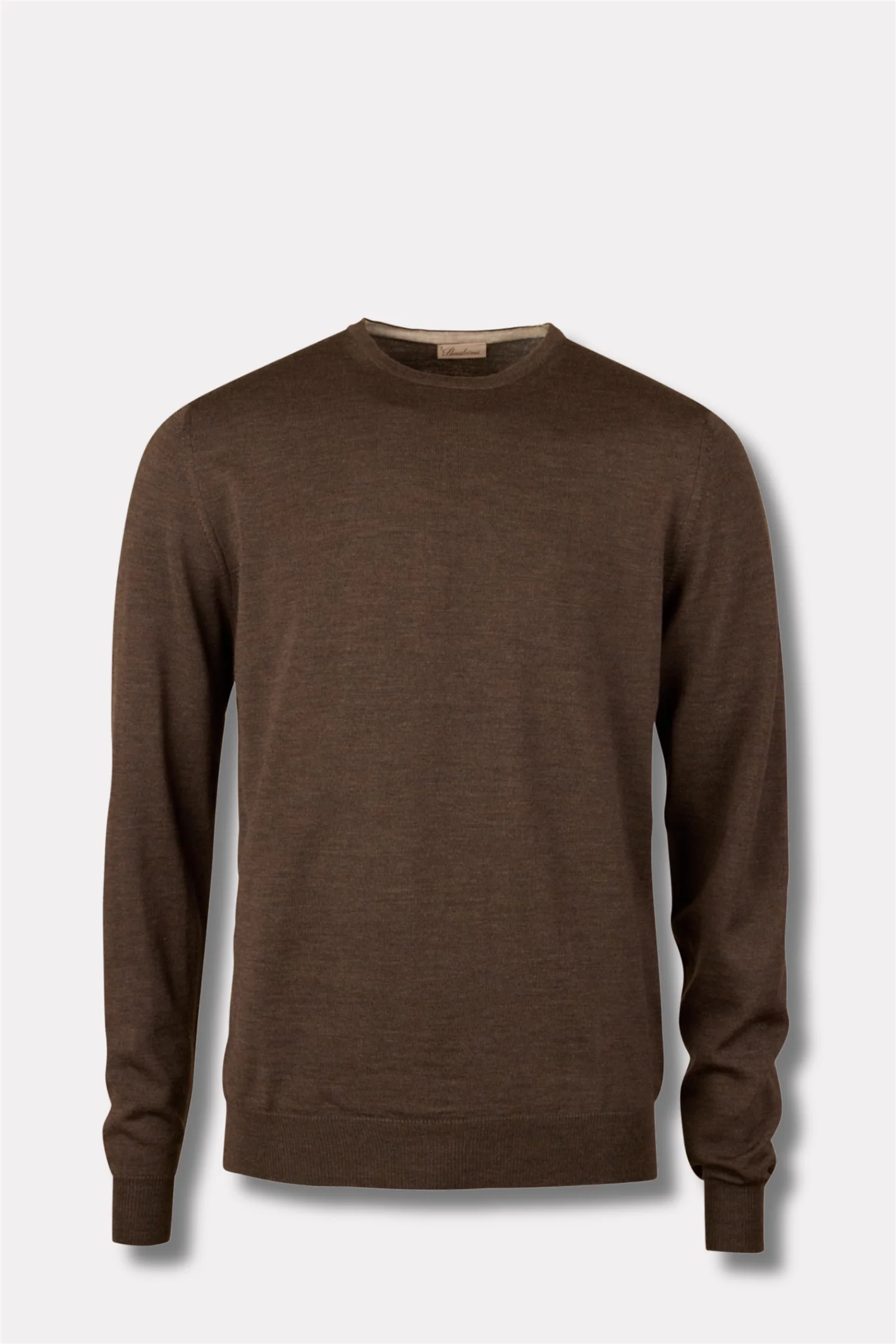 Merino Wool Crew Neck Elbow Patch Dark Brown
