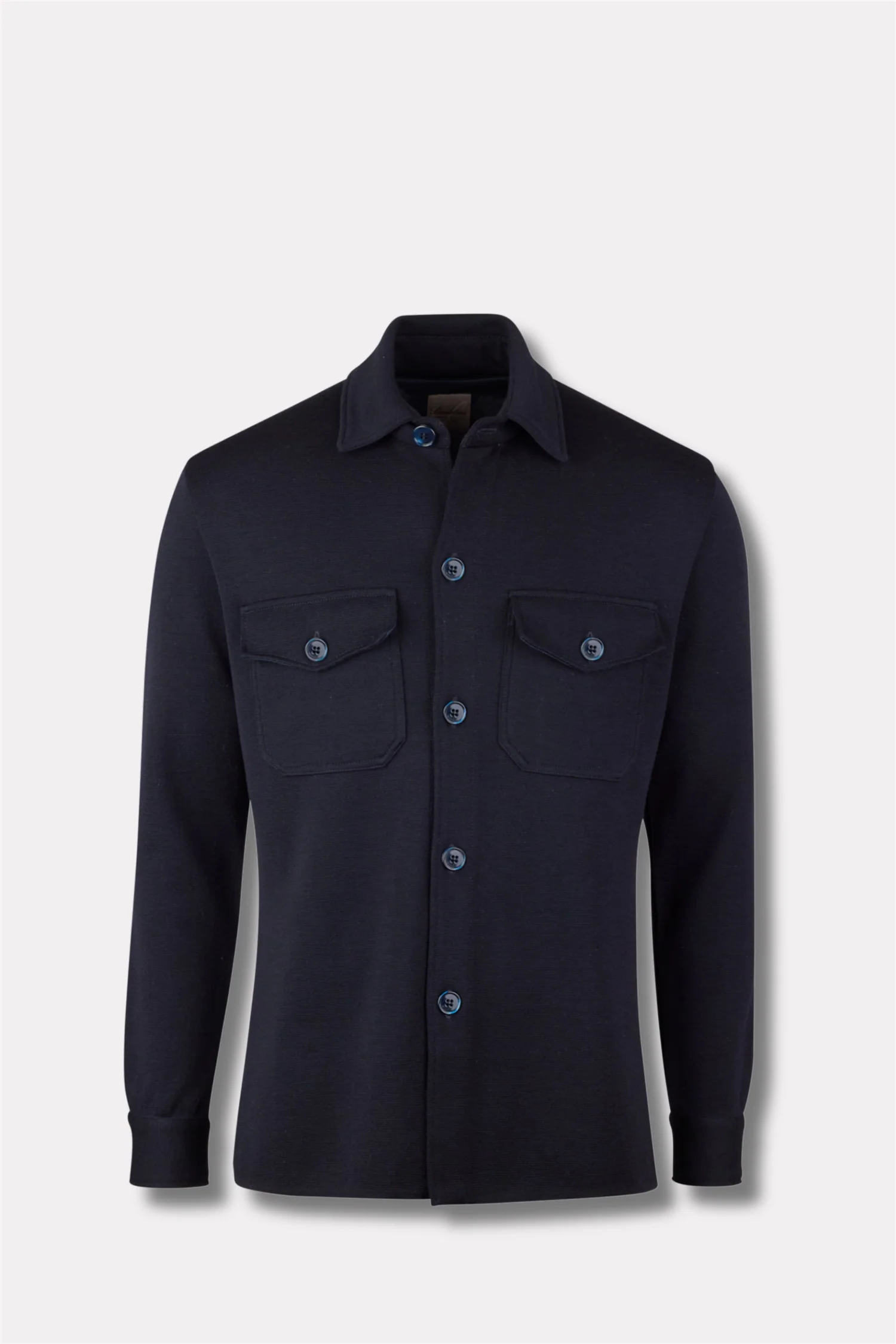 Knitted Merino Wool Overshirt Navy