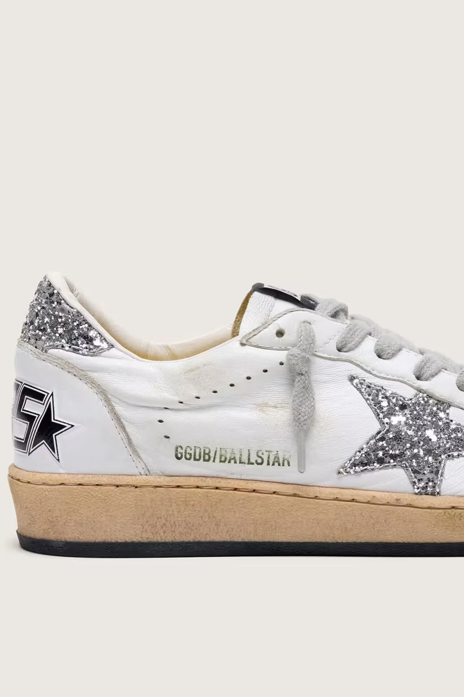 Ballstar nappa upper and spur glitter star and heel- White/Silver - Image 4