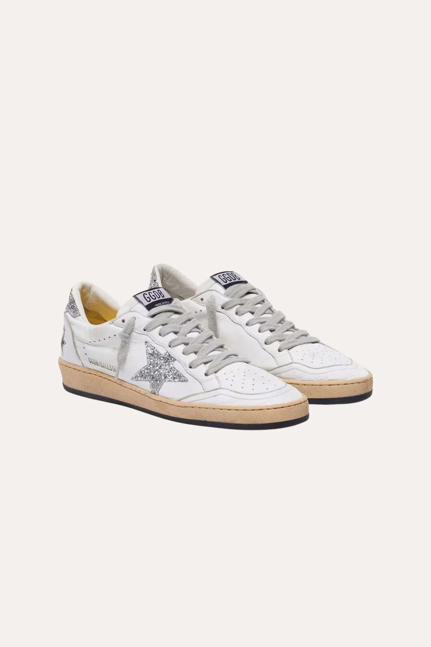 Ballstar nappa upper and spur glitter star and heel- White/Silver - Image 6