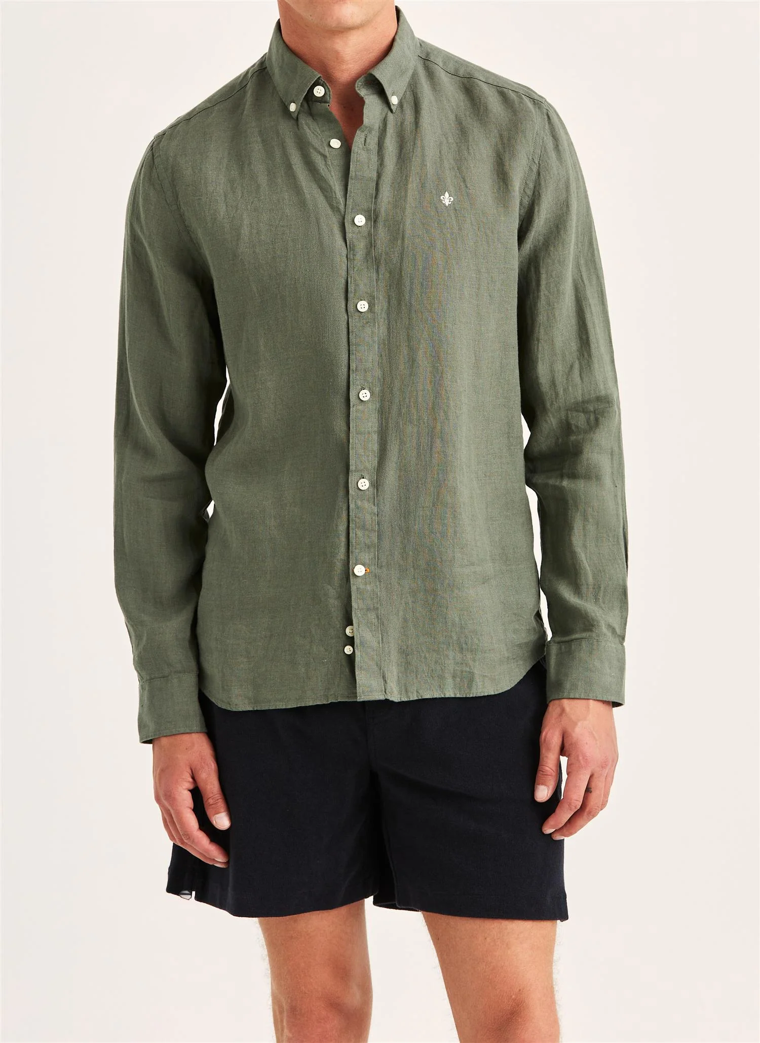 Douglas Classic Fit Linen Shirt Olive