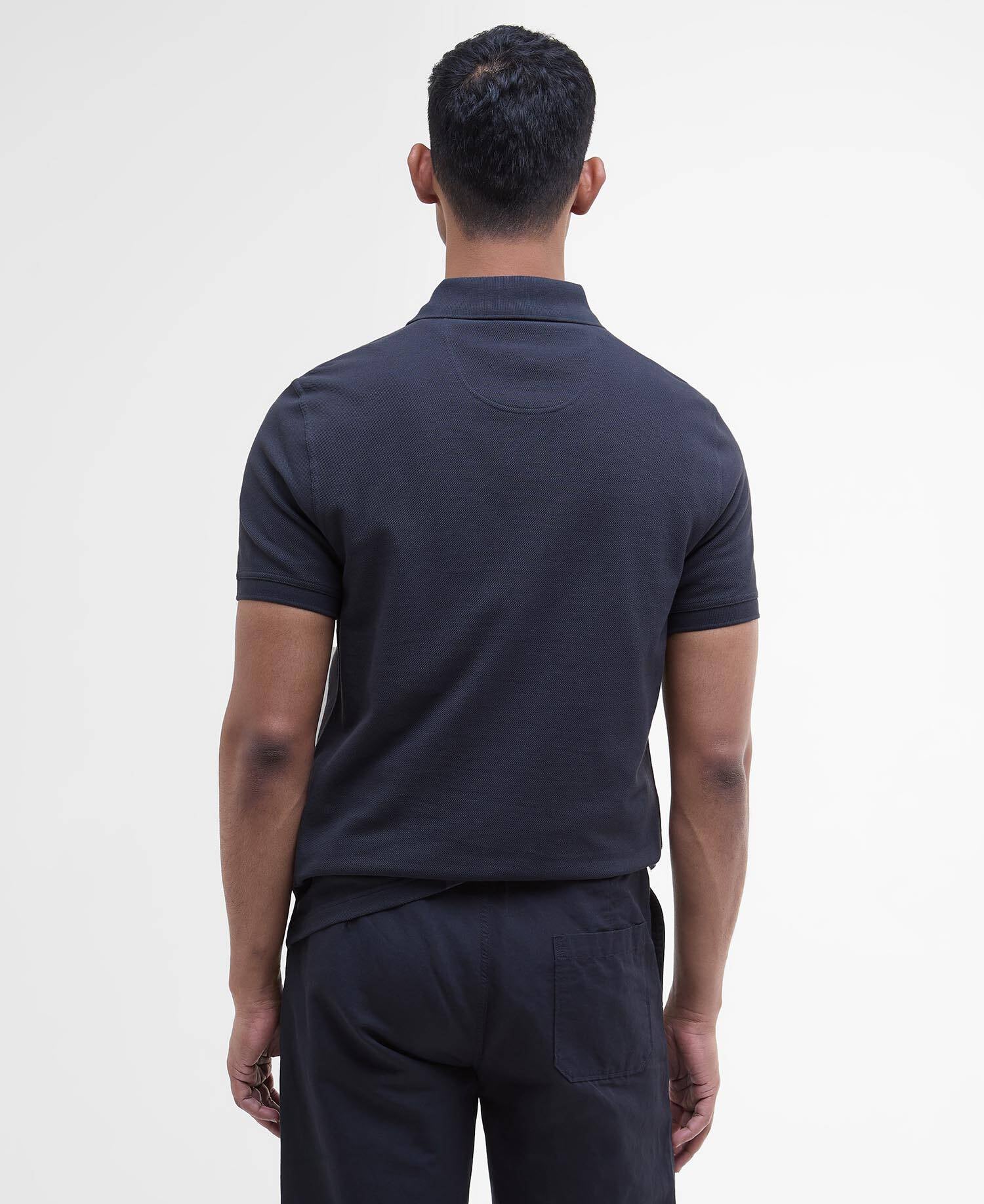 Tartan Pique Polo Shirt Navy - Image 3