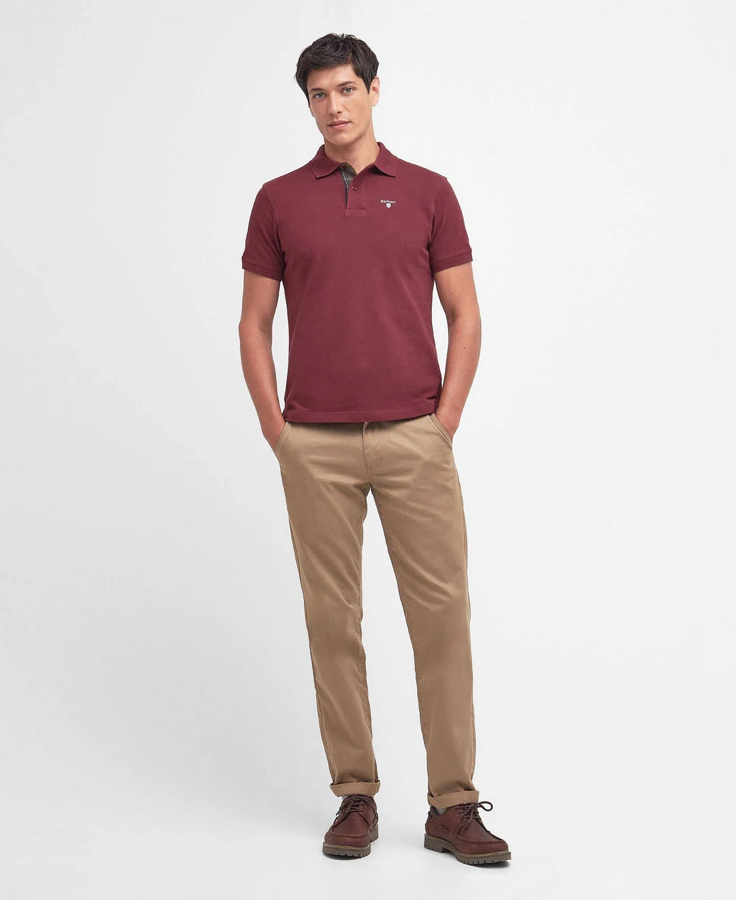 Tartan Pique Polo Shirt Ruby - Image 2