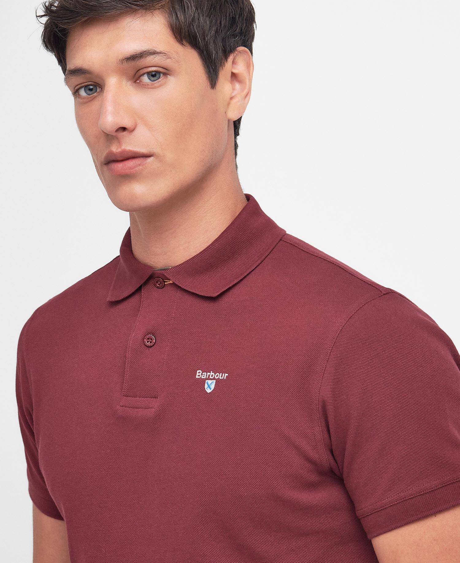Tartan Pique Polo Shirt Ruby - Image 4