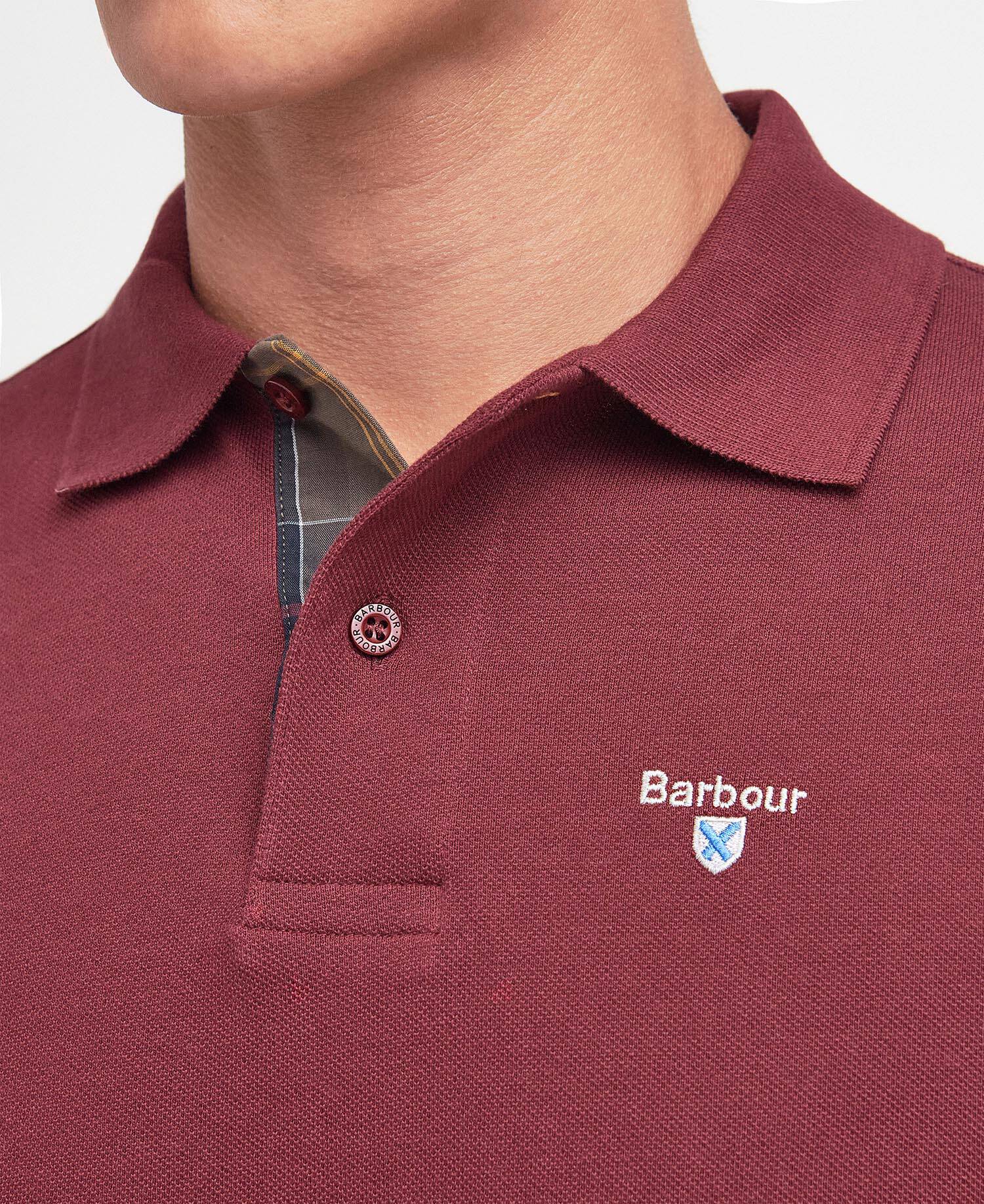 Tartan Pique Polo Shirt Ruby - Image 5