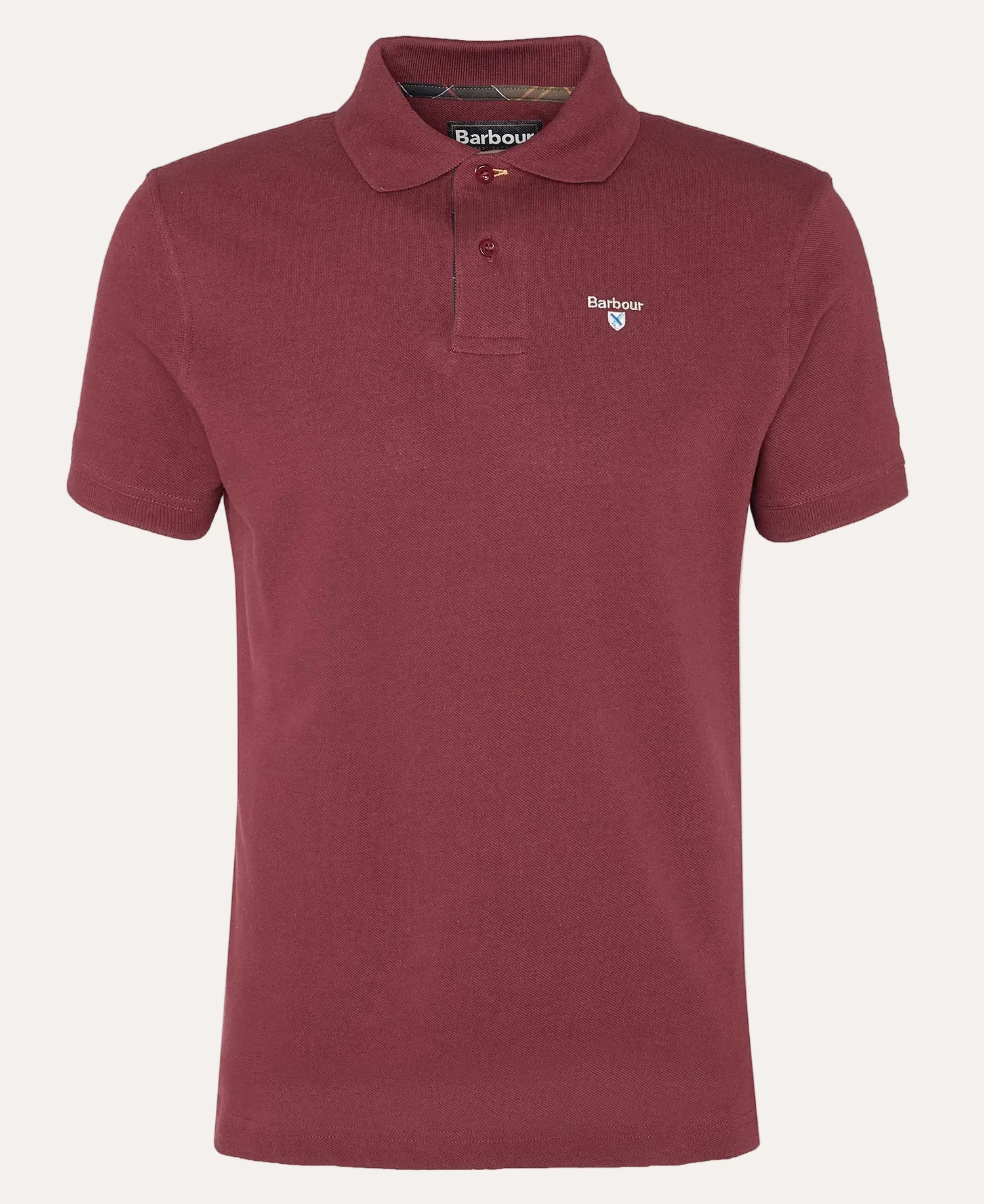 Tartan Pique Polo Shirt Ruby - Image 6