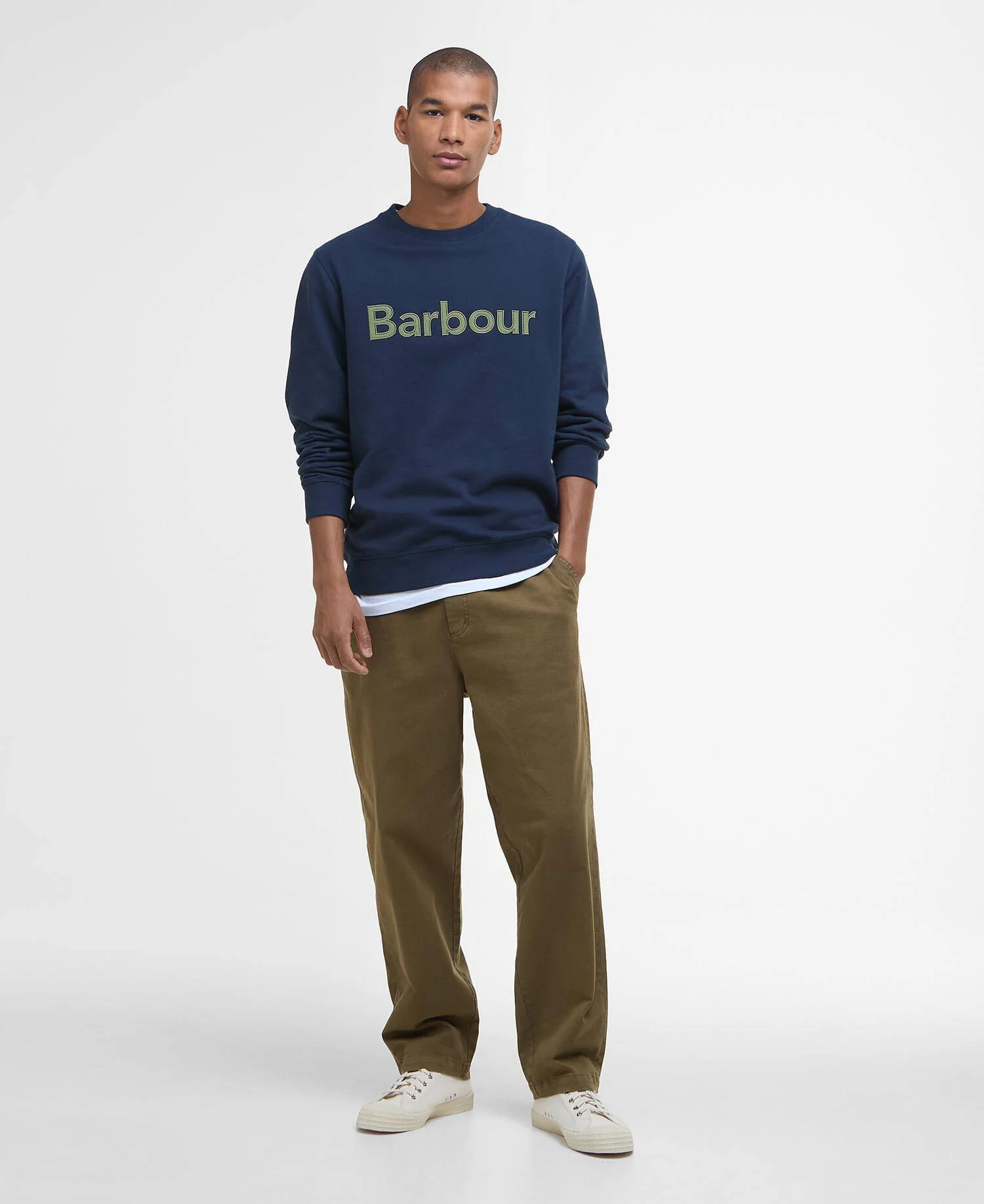 Pique Applique Crew Sweatshirt Navy - Image 2