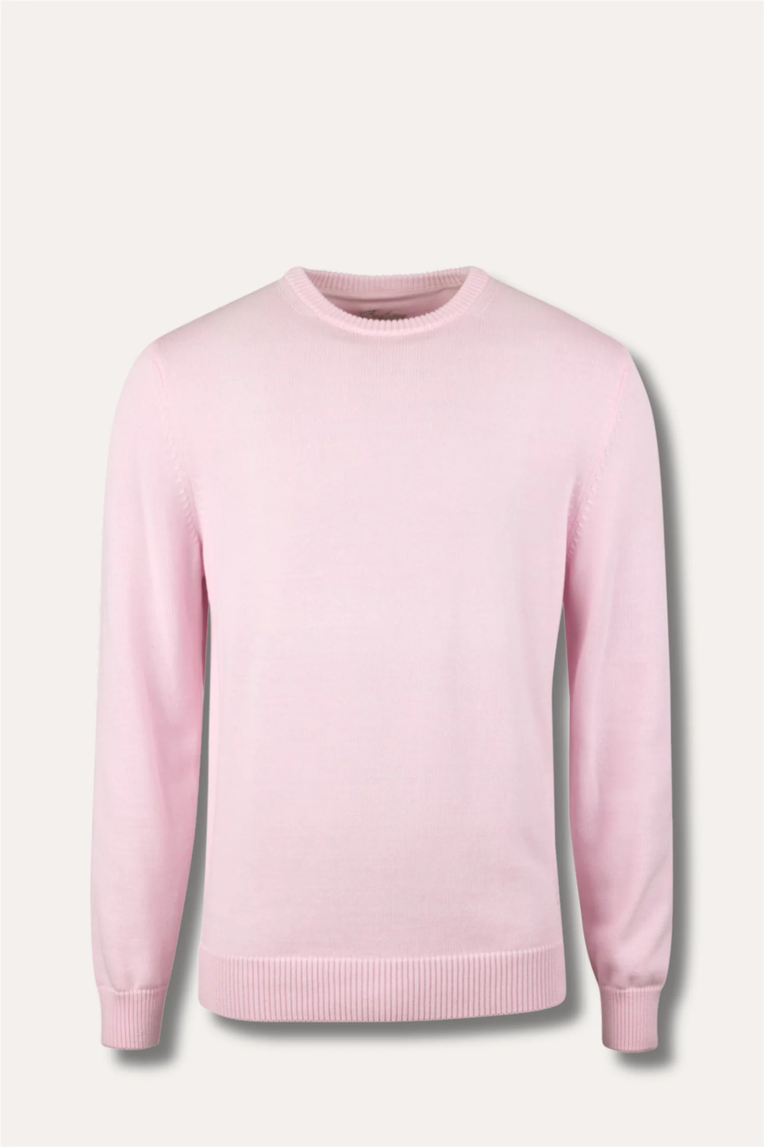 Sweater Knitted Crew Neck Organic Cotton Light Pink