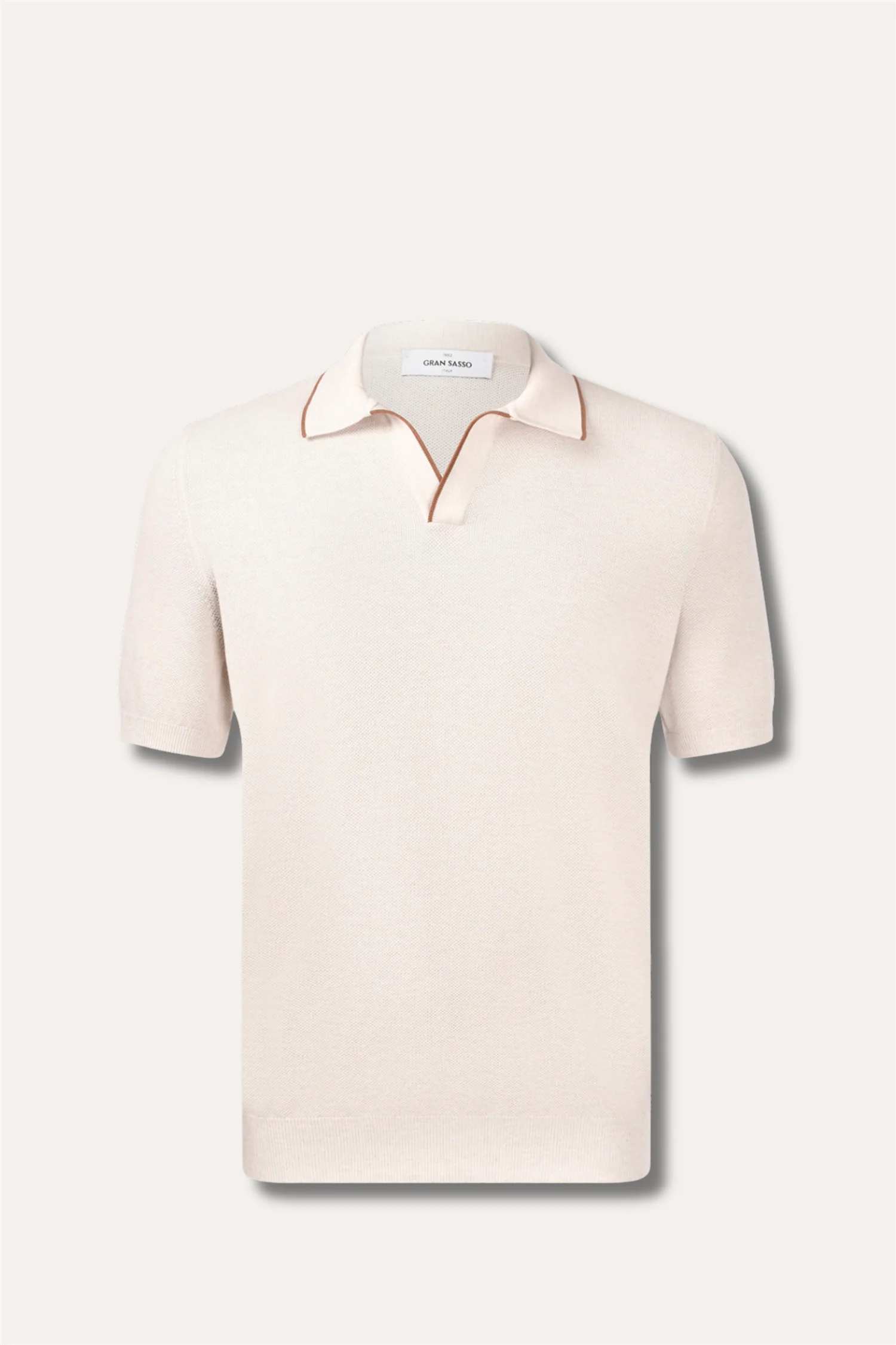 Skipper Knit Polo Rice Stitch Beige/Brown