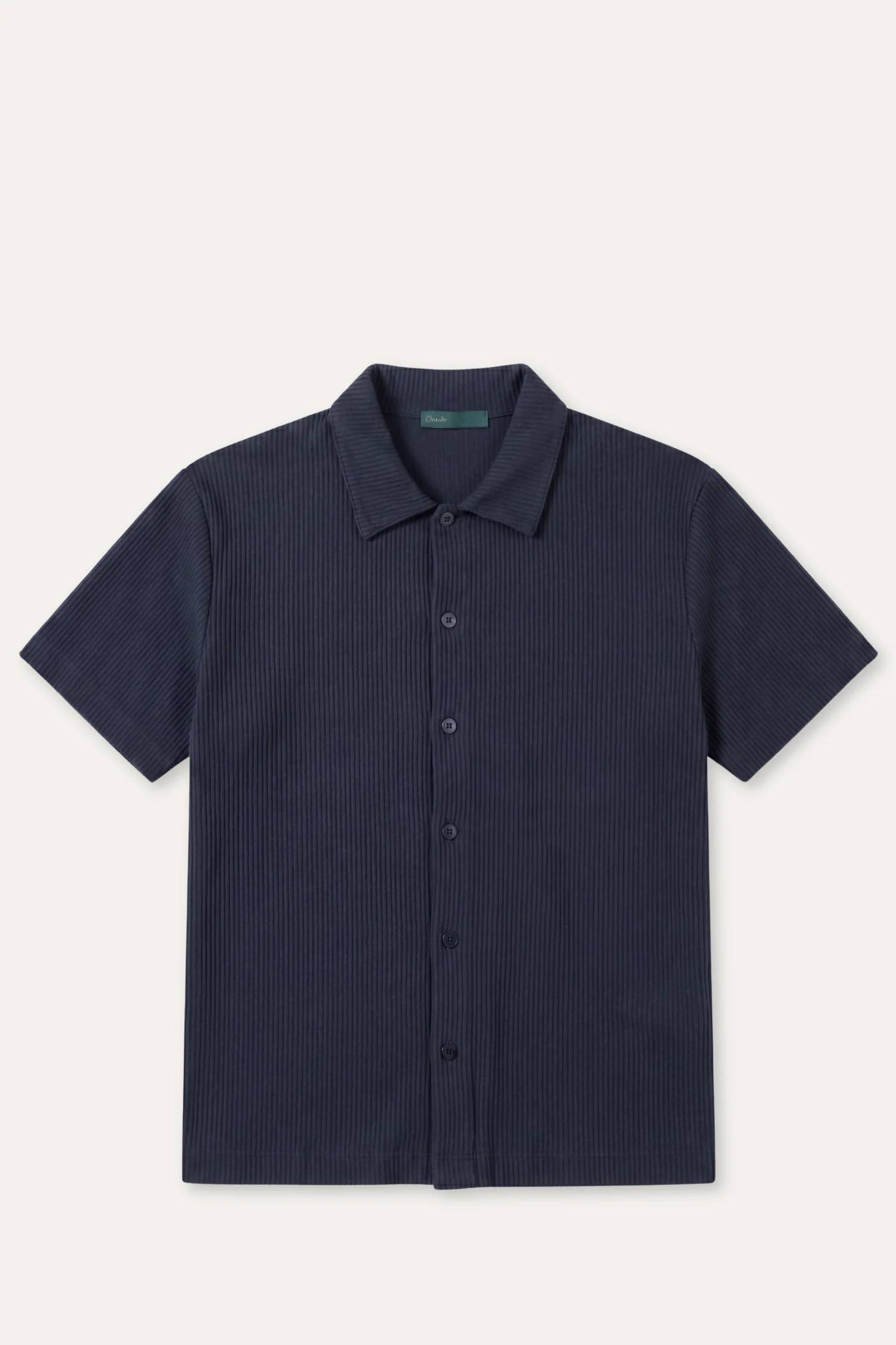 Rib Cotton Shirt Navy