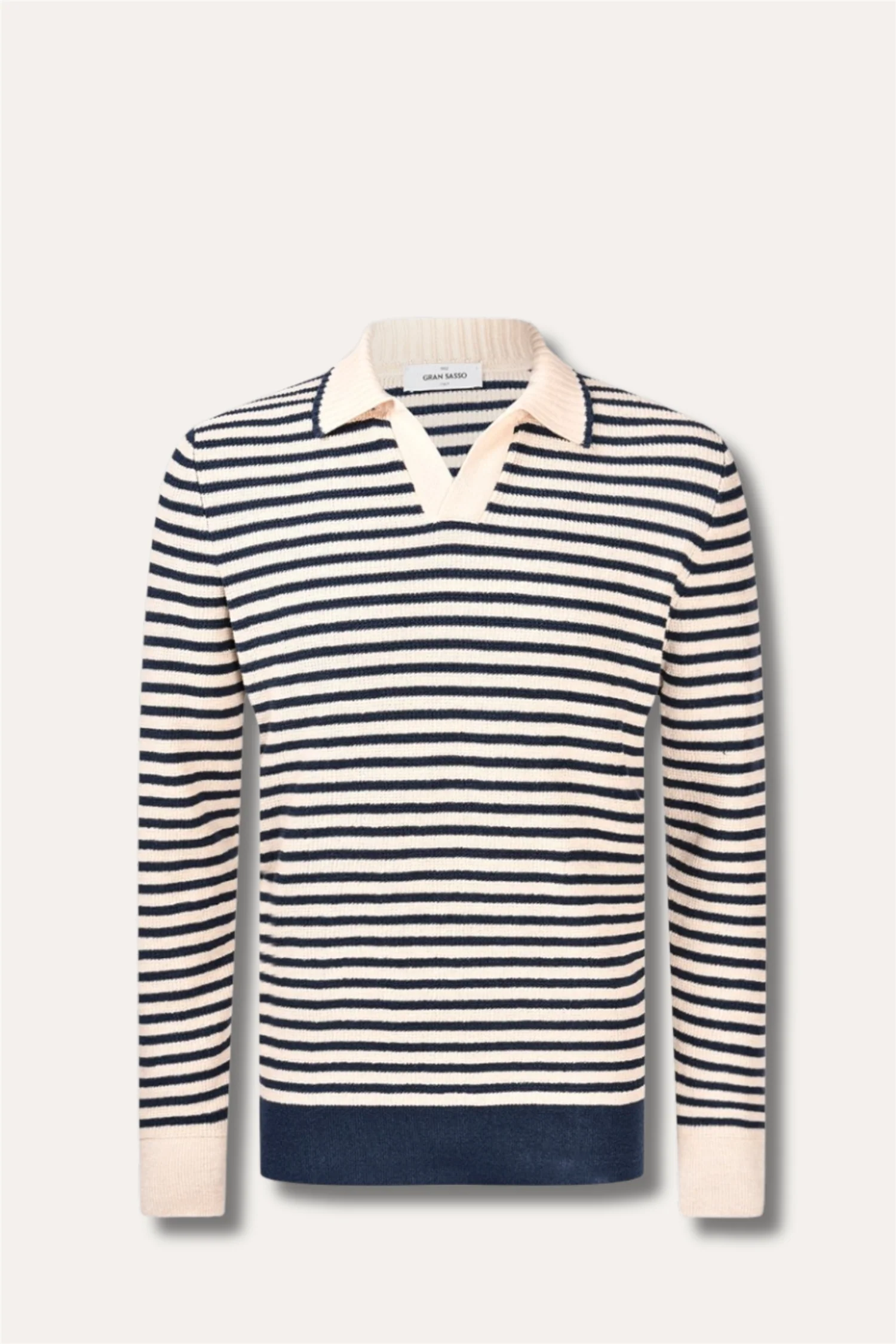 Striped Knitted Skipper Polo Off-White/Blue