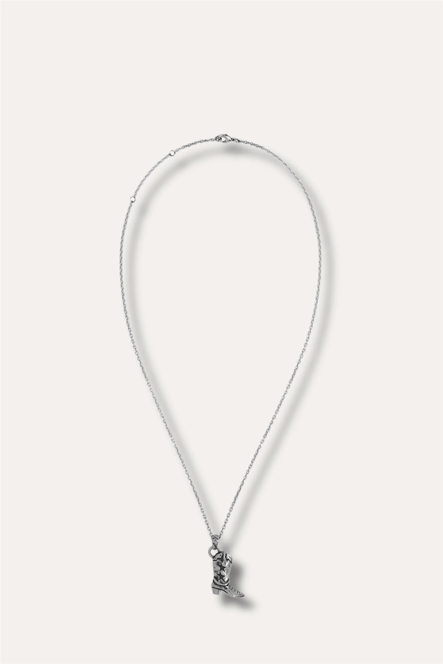 Cowboy Boot Necklace Silver