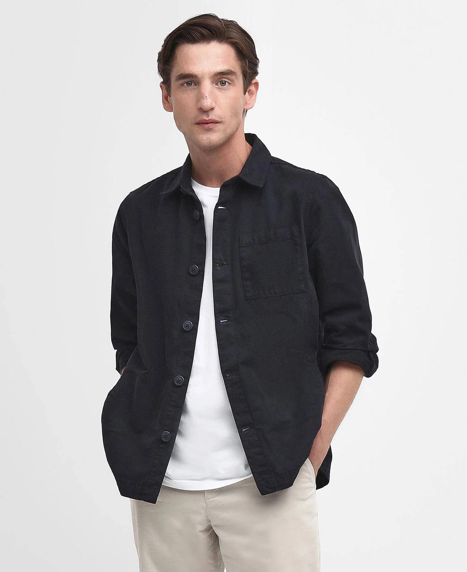 Washed Cotton Overshirt Navy