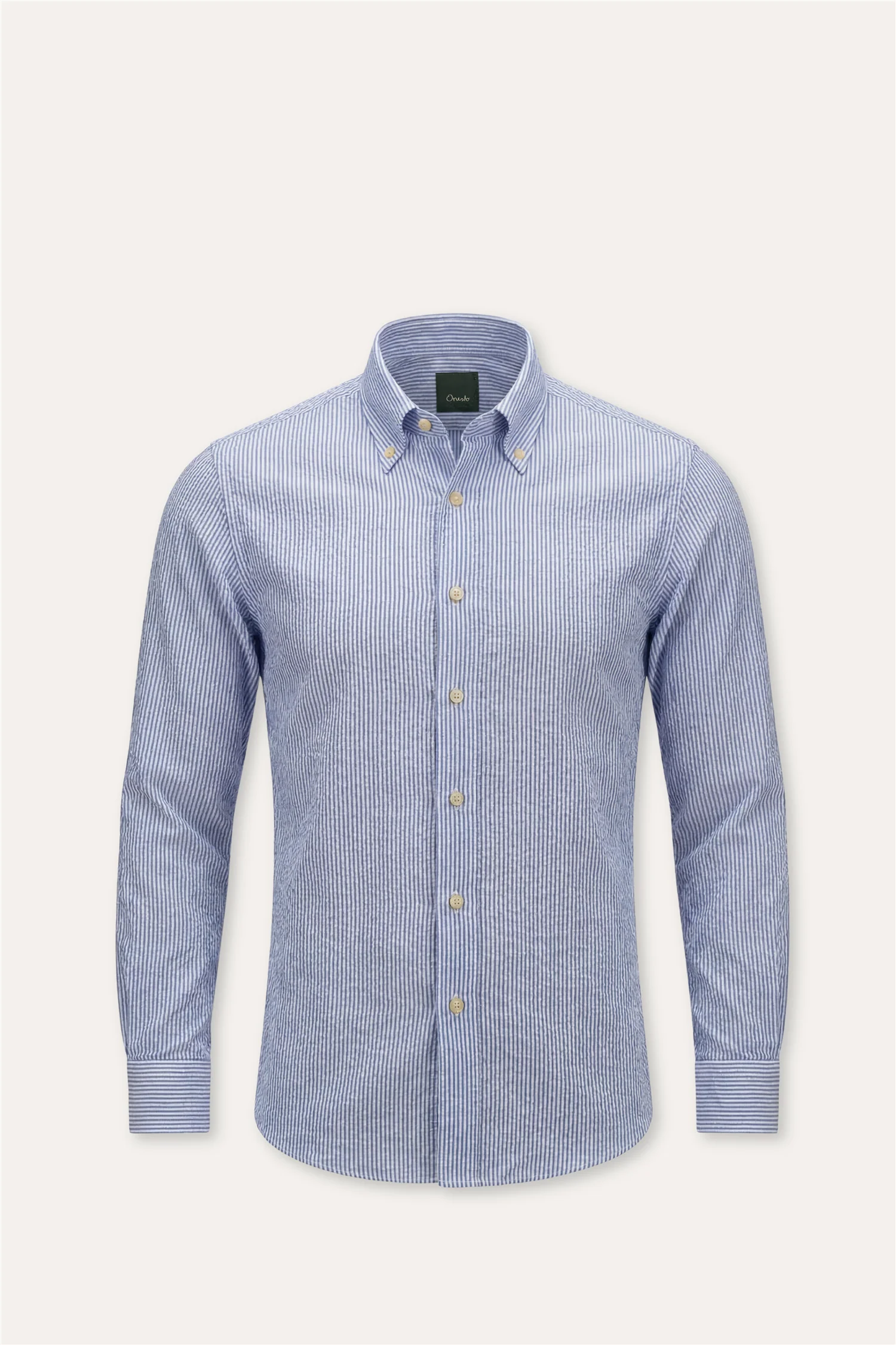 Seersucker Shirt Thin Blue Stripe