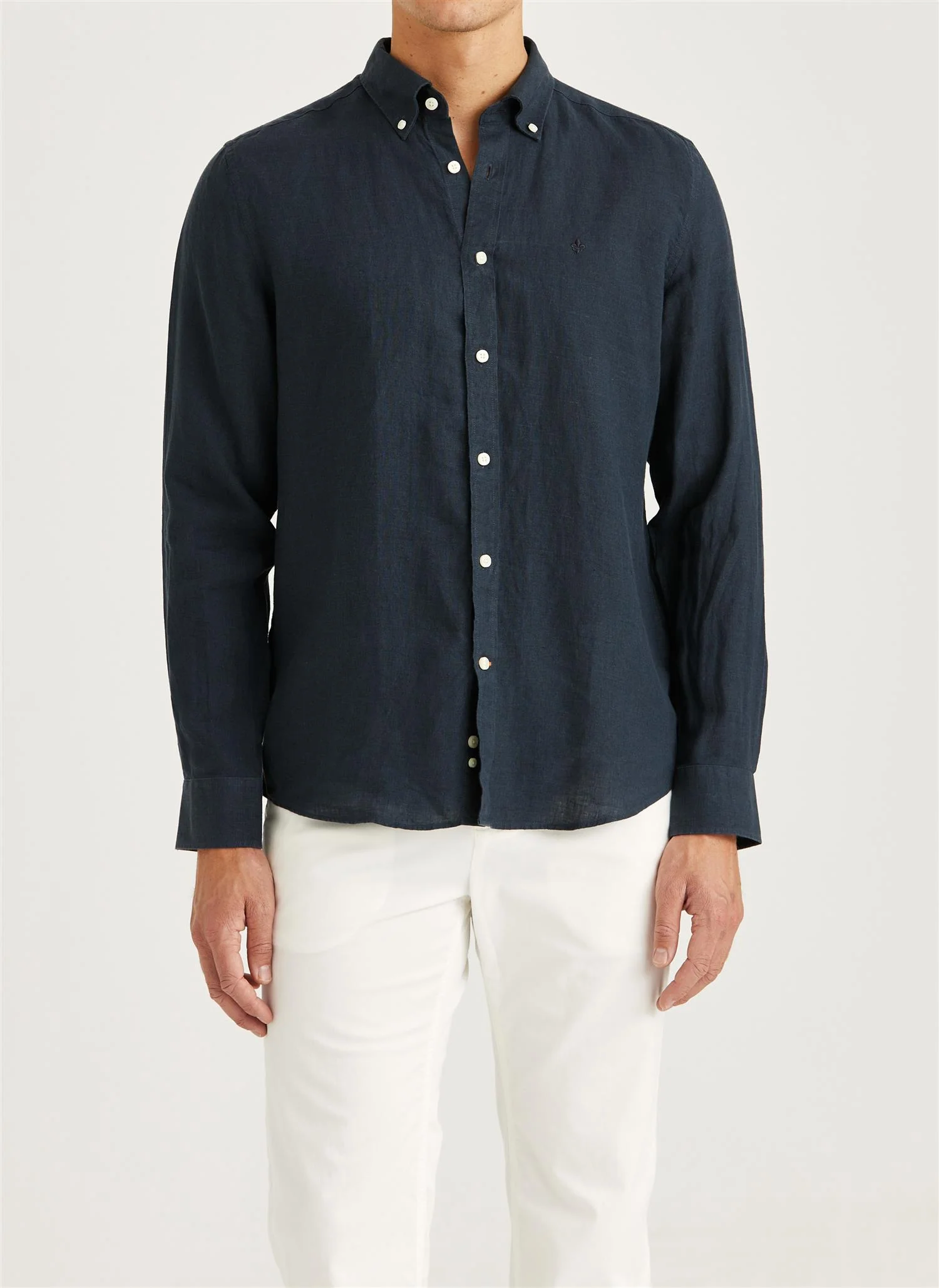Douglas Classic Fit Linen Shirt Navy