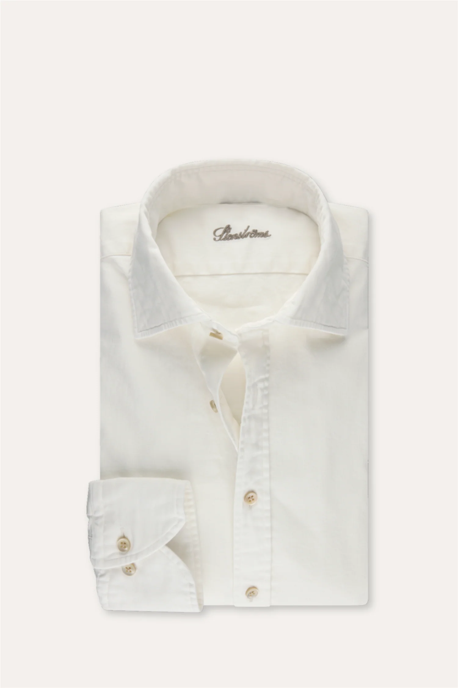 Casual Denim Stretch Shirt Off White