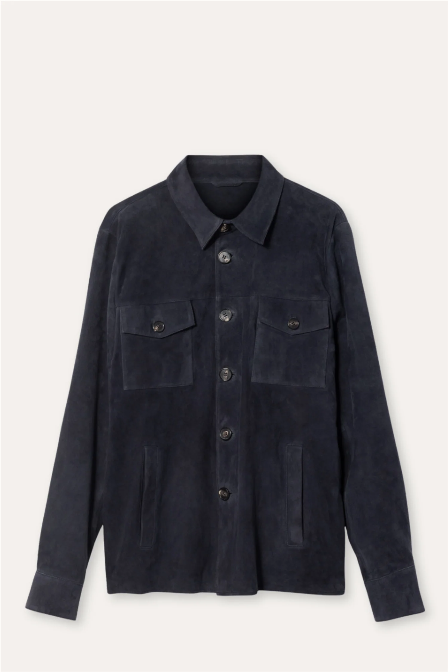 Suede Shirt Jacket Dark Blue